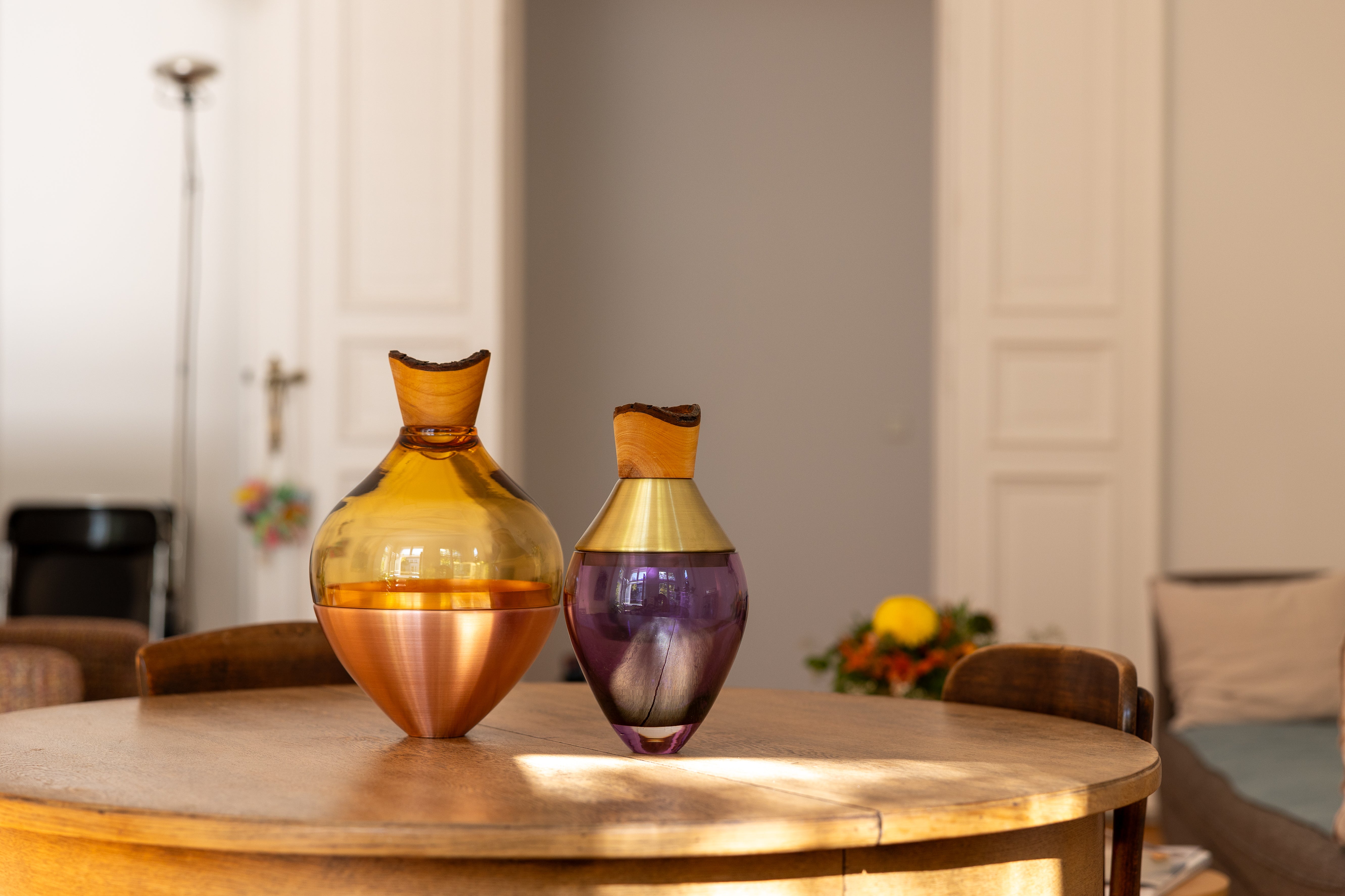 India II | Stacking Vessel in Semi-Precious Metal, Glass & Wood