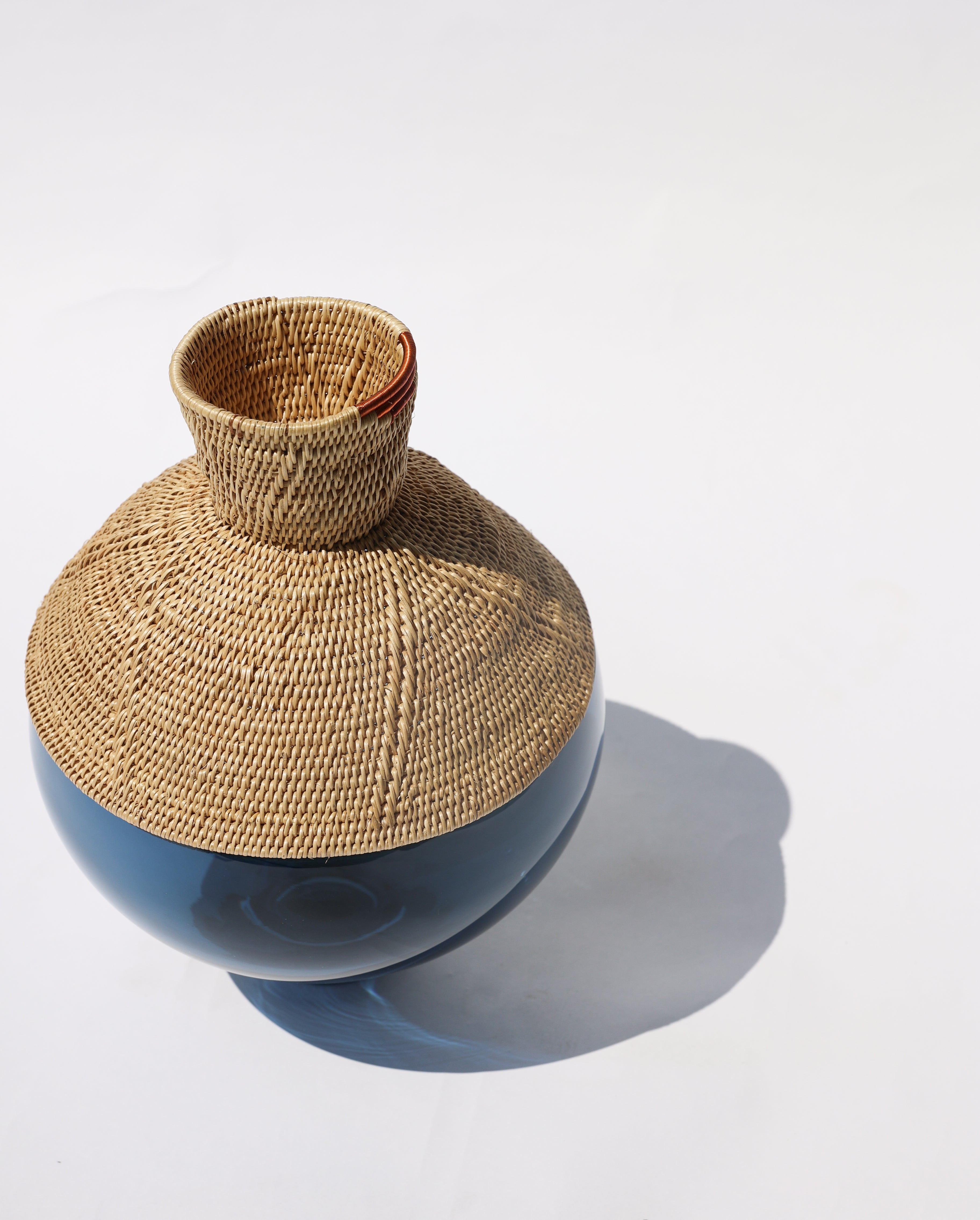 MAKENGE | Stacking Vessel from glass & woven Makenge root