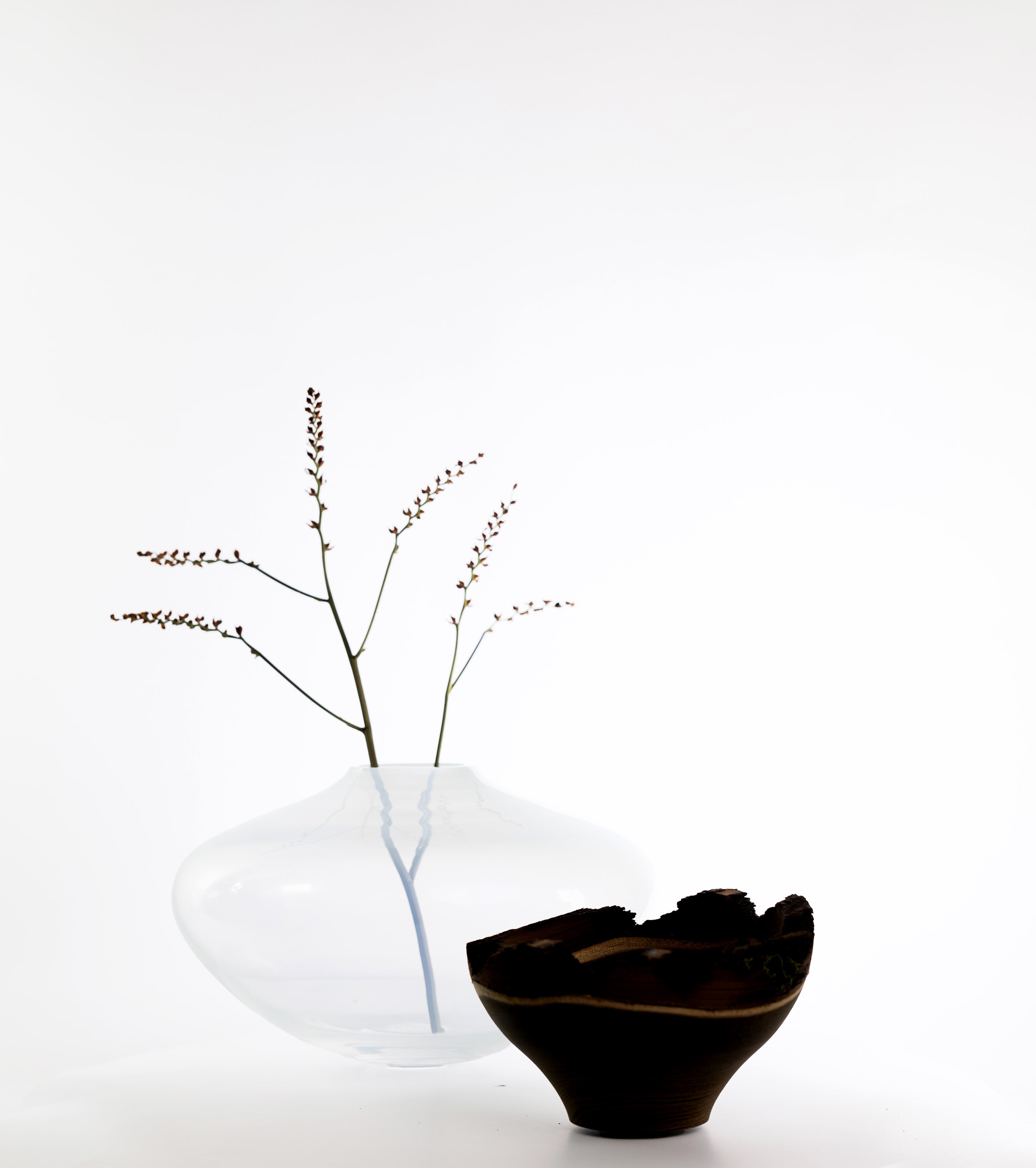 Bloom | Stacking Vessel in Glass & Smoked Wood