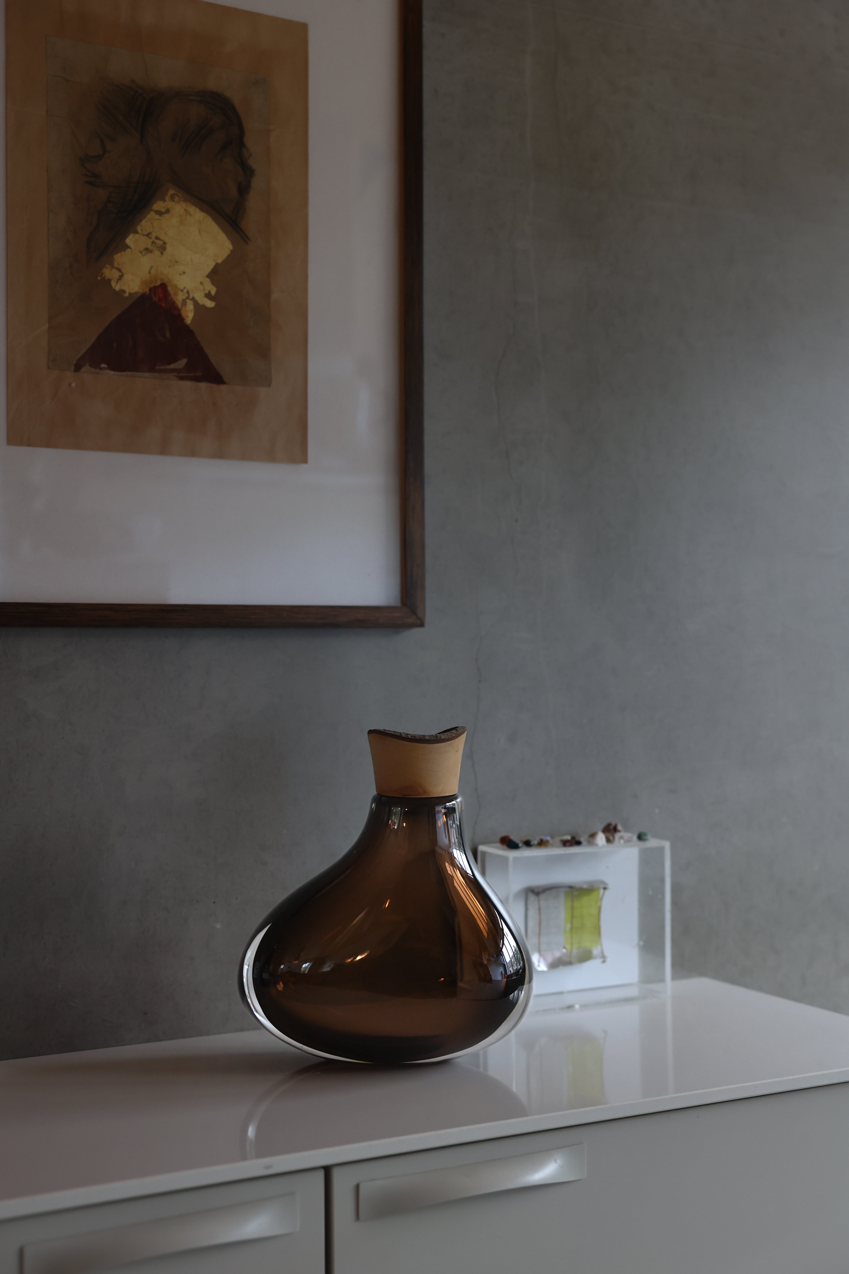 Ilona | Freehand shaped Stacking Vessel with glass & wood