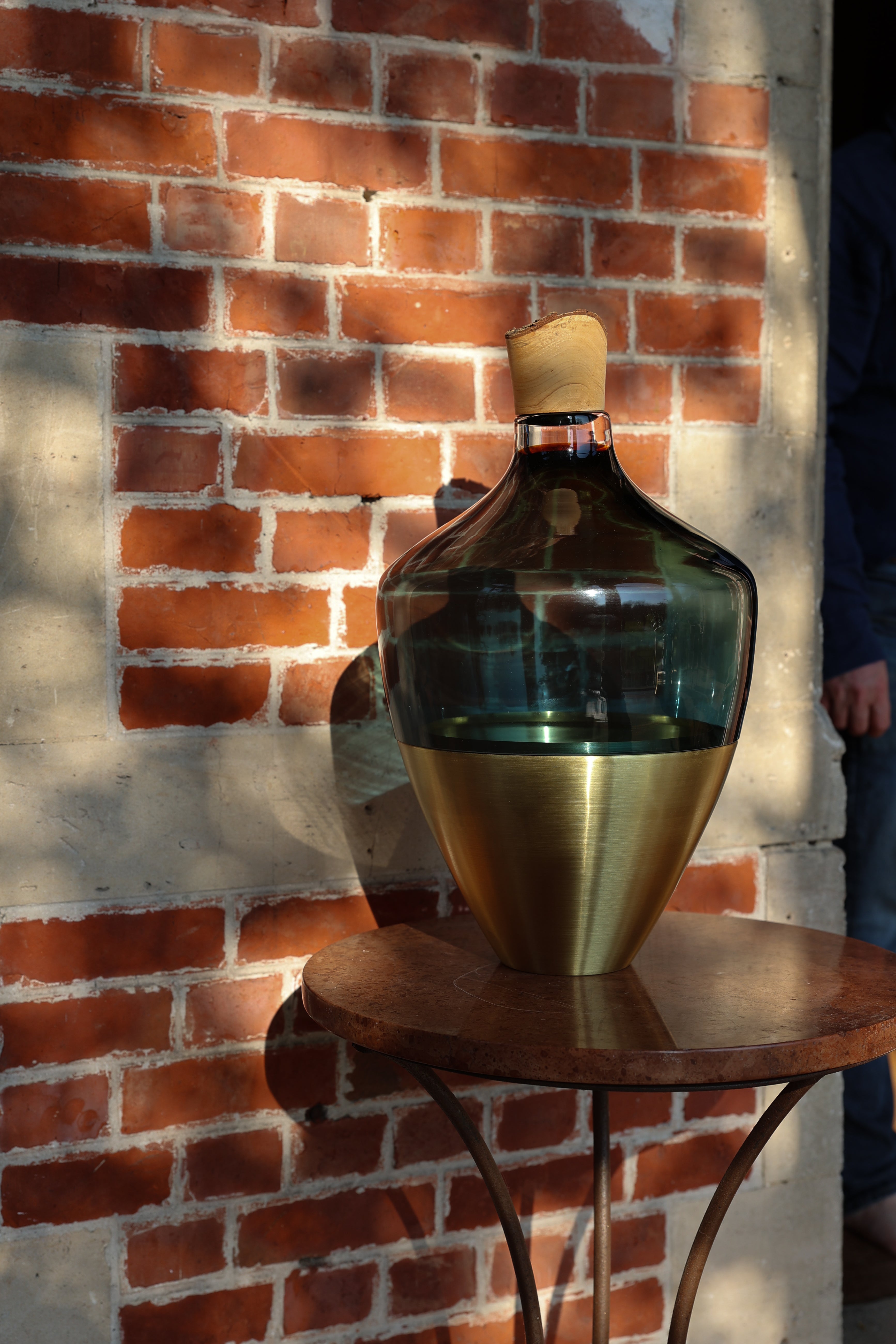 India Large II | Stacking Vessel in Semi-Precious Metal, Glass & Wood