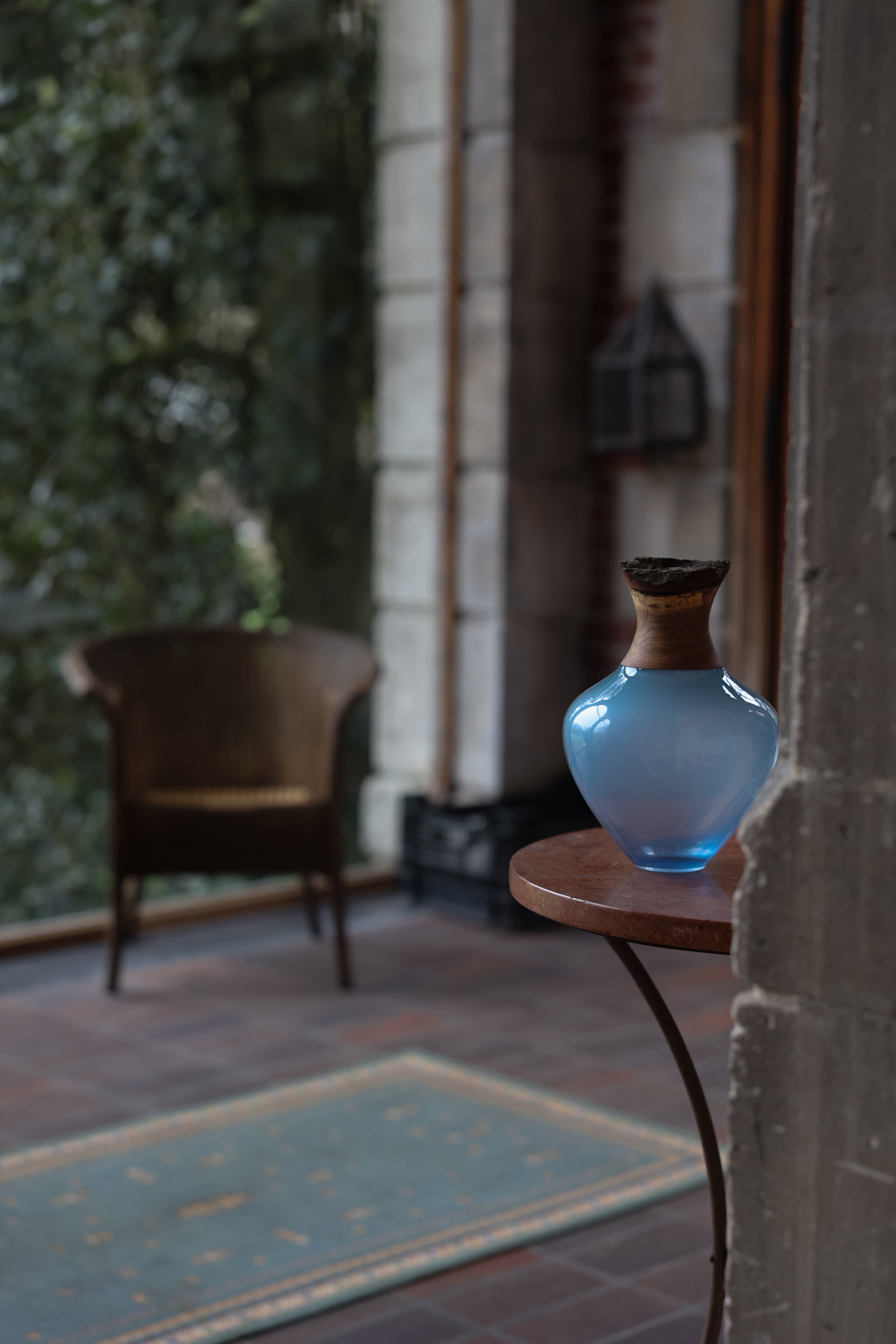 Mizu | Glass Vessel with Hand-Turned Wooden Crown