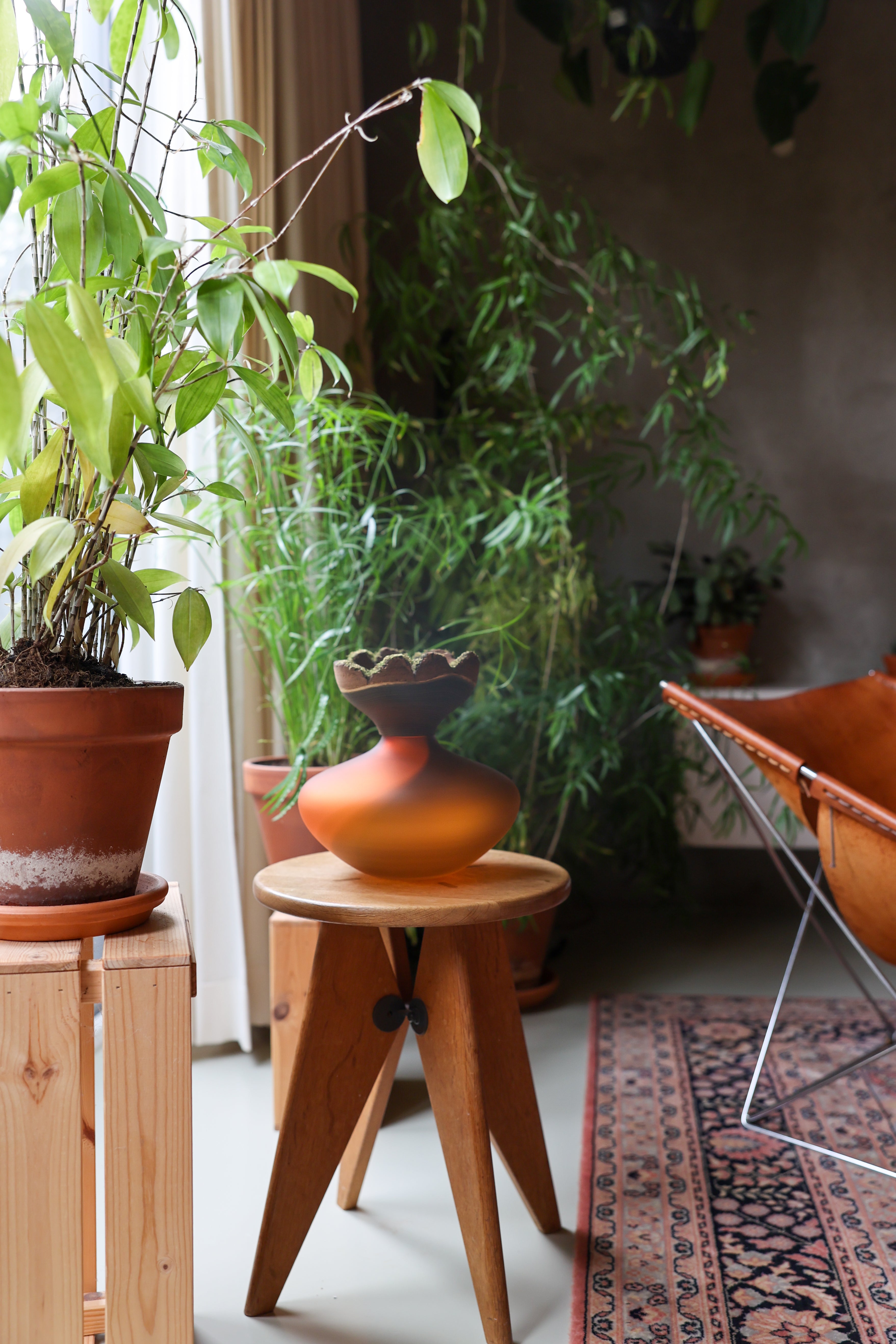 Bloom | Stacking Vessel in Glass & Smoked Wood