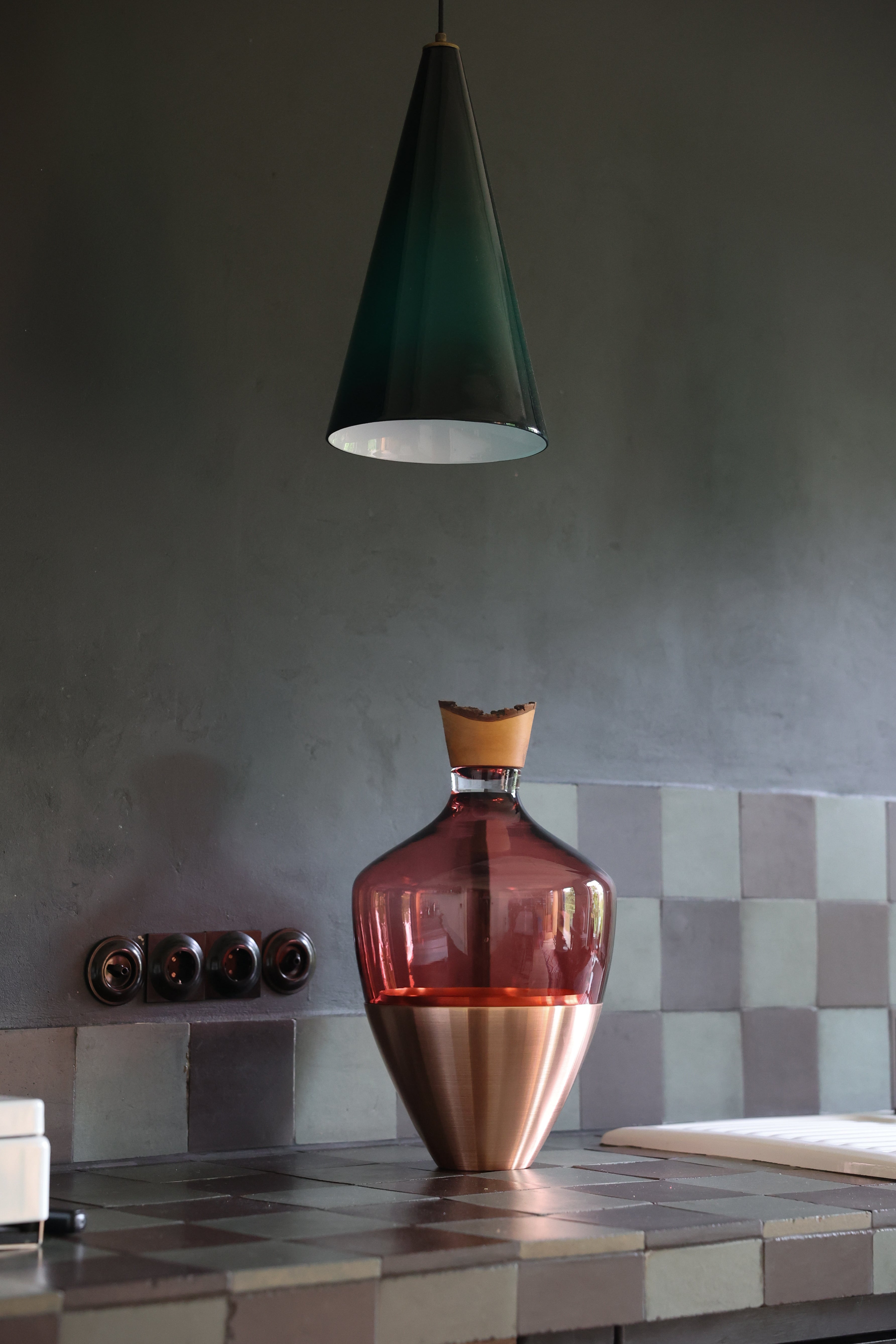 India Large II | Stacking Vessel in Semi-Precious Metal, Glass & Wood