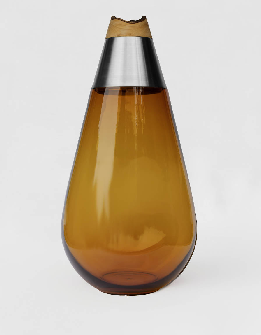 SCARABEE | Floor standing Stacking Vessel in Semi-Precious Metal, Glass & Wood