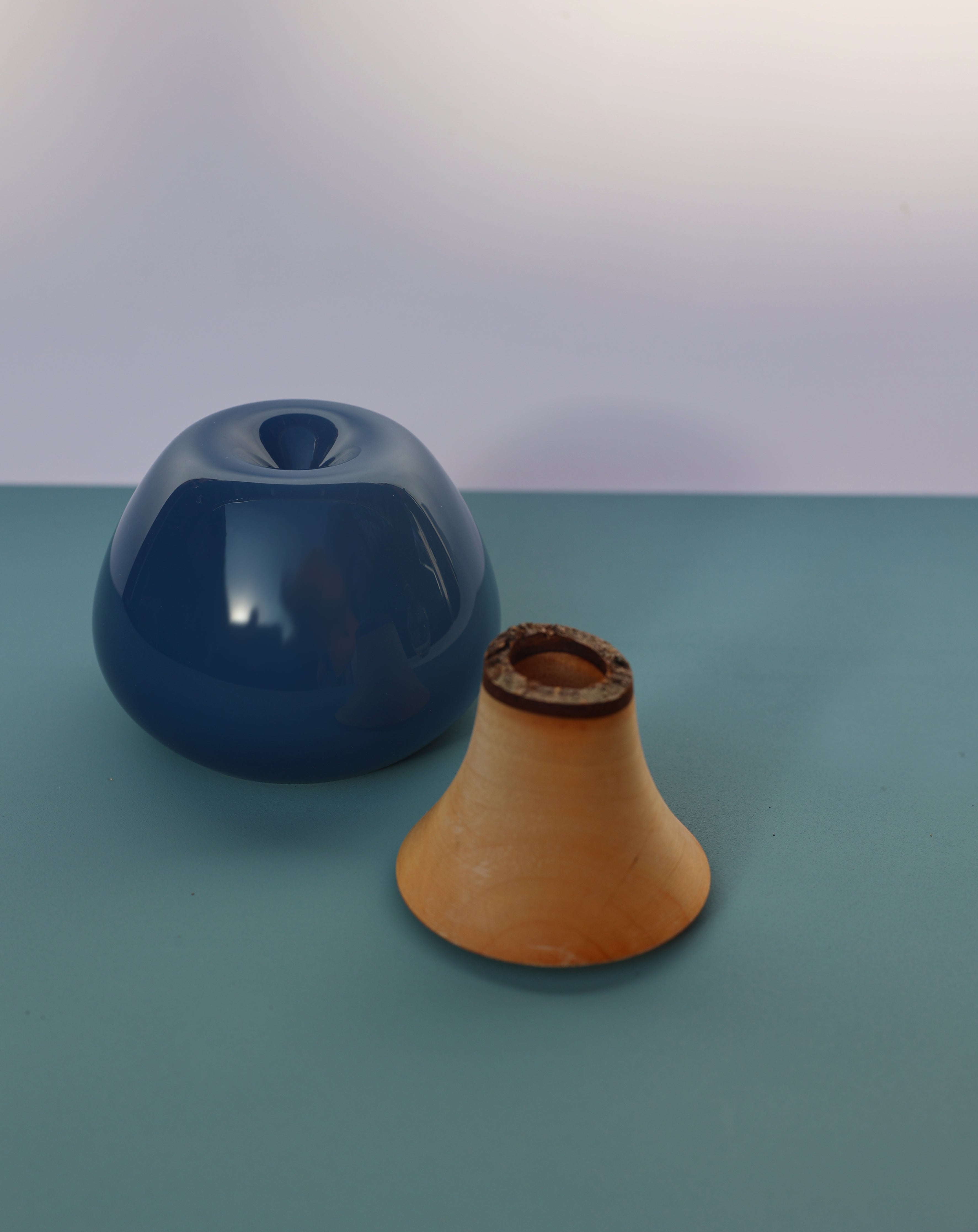 Apple Blue Stacking Vessel unstacked featuring a sleek and modern design, perfect for contemporary interiors.