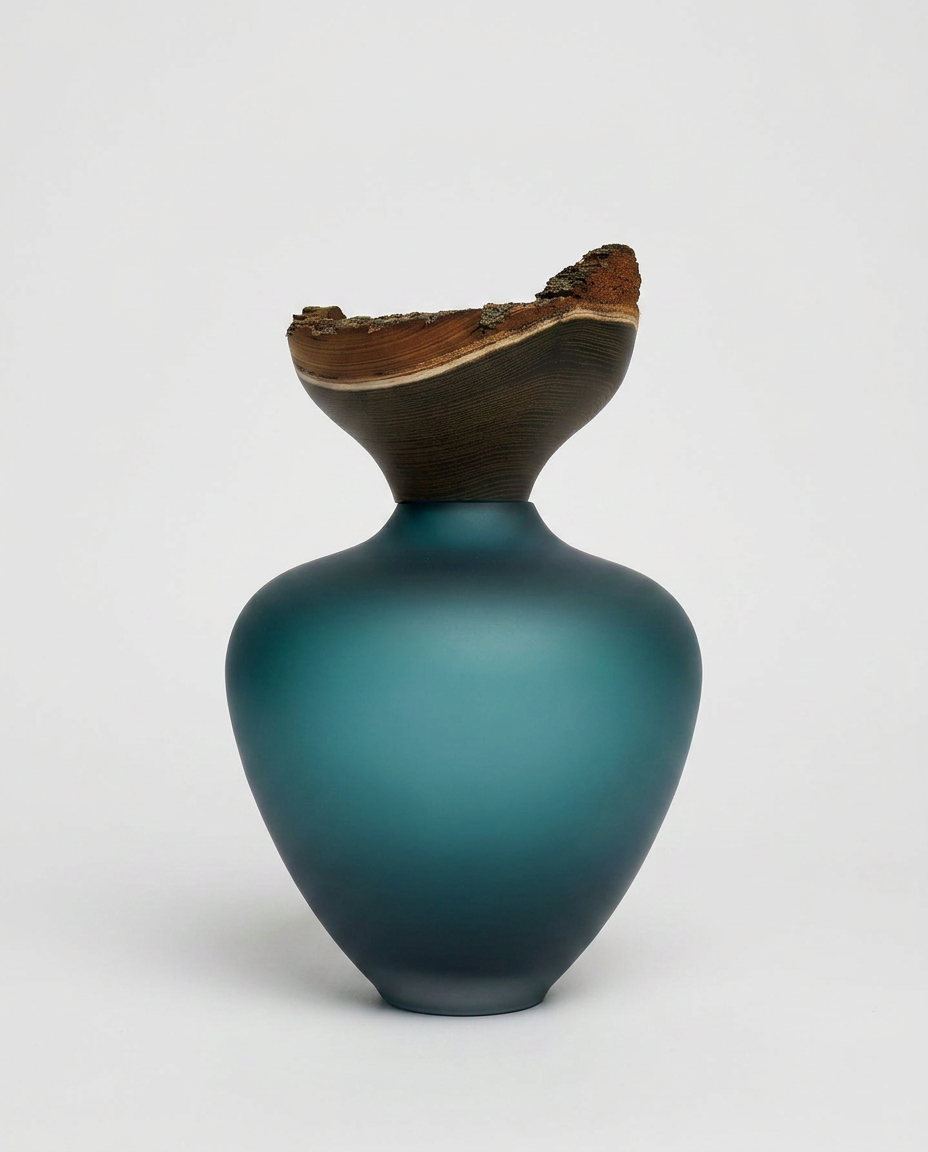 BABY BLOOM SATIN | Stacking Vessel from Glass & Wood