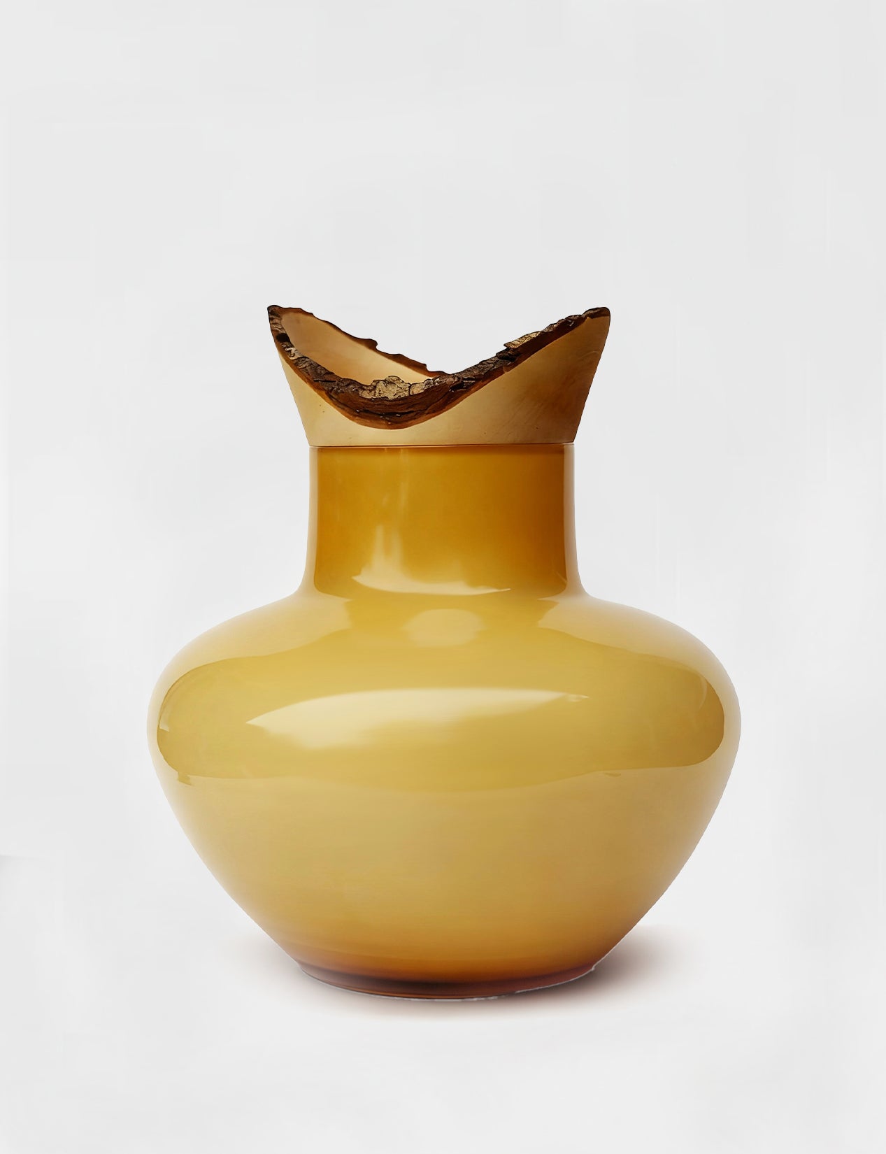 Big Bloom | Stacking Vessel in Mouth-Blown Glass & Hand-Turned Wood