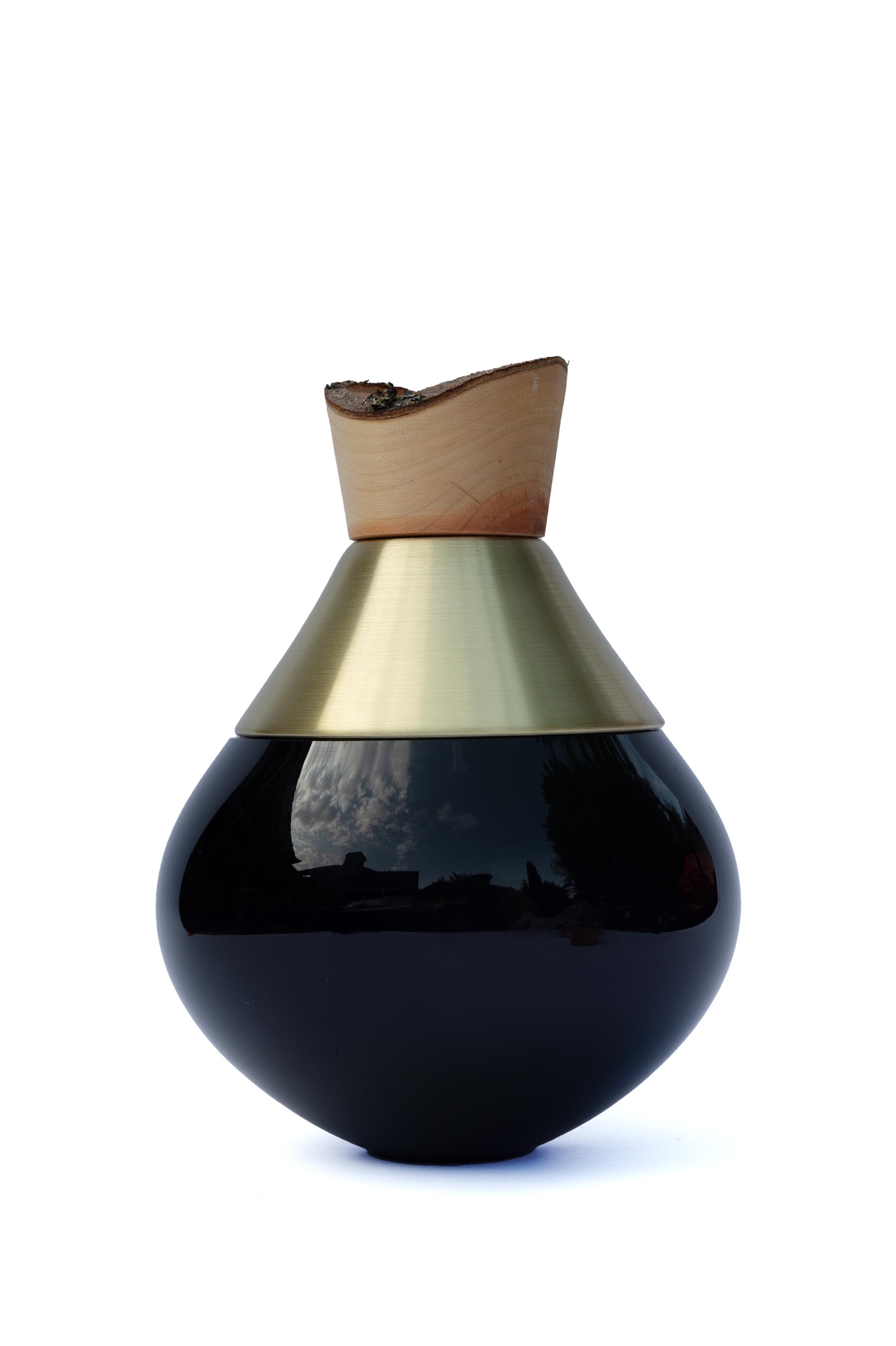 India Small II | Stacking Vessel in Brass, Glass & Wood