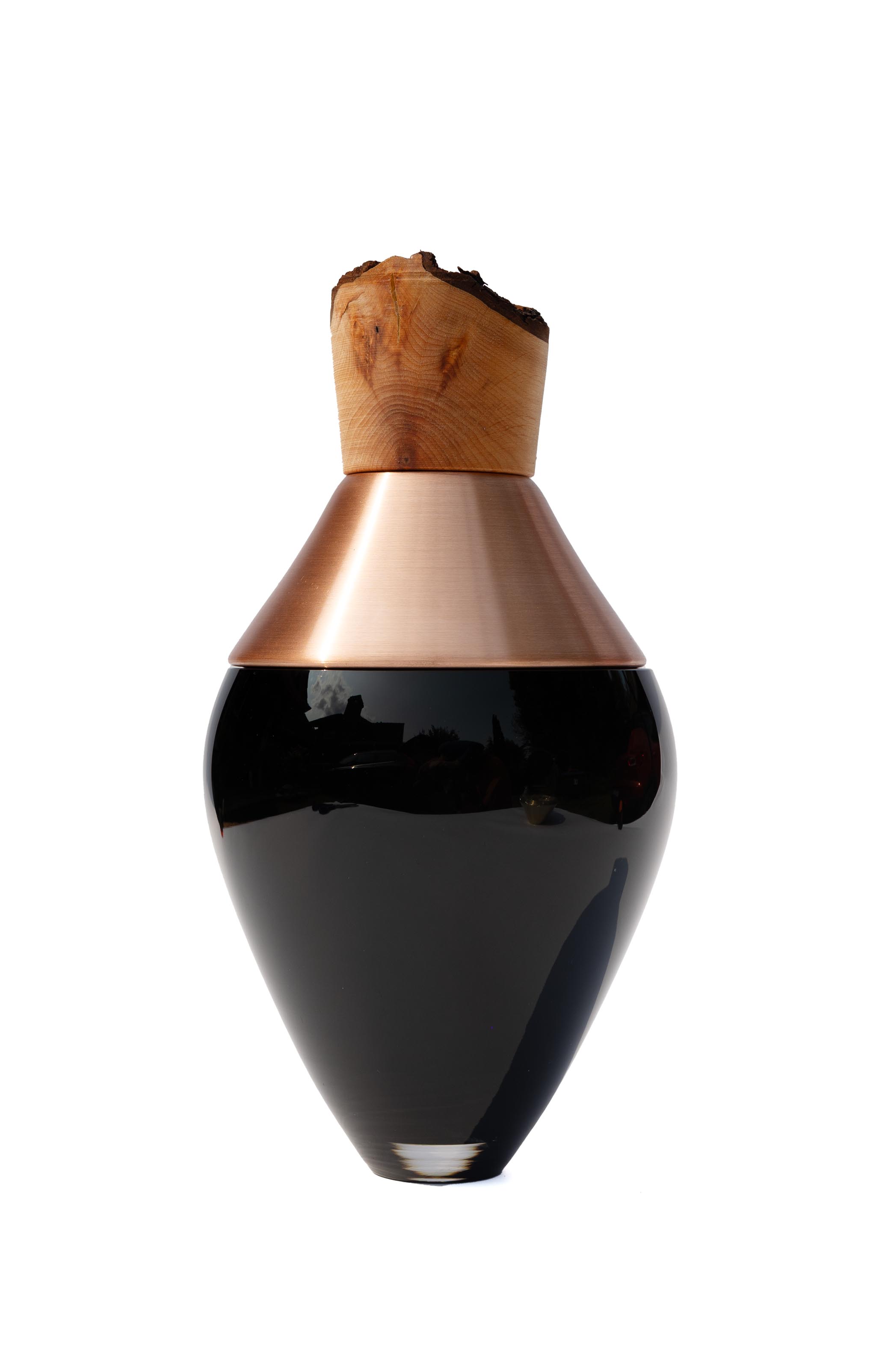 India Small I | Stacking Vessel in Semi-Precious Metal, Glass & Wood