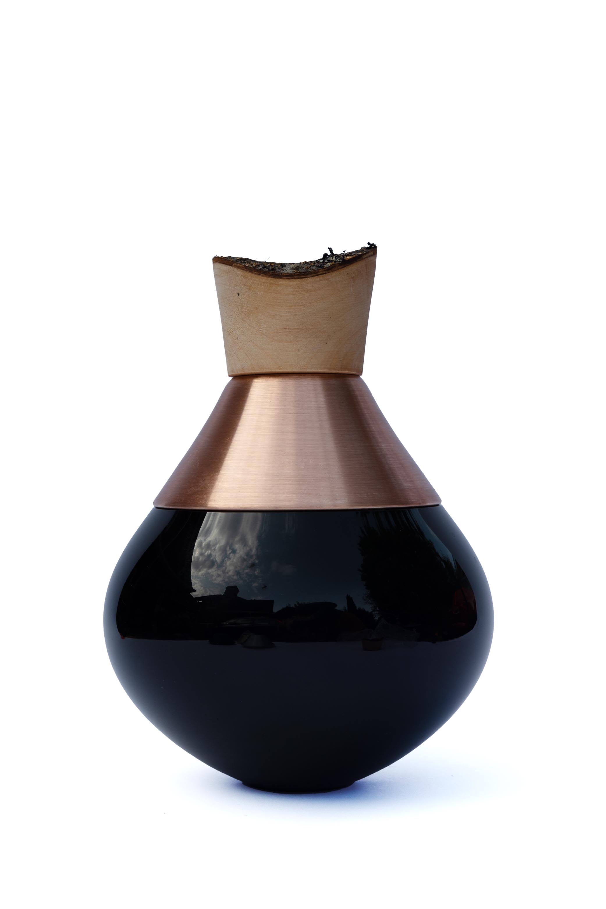 India Small II | Stacking Vessel in Semi-Precious Metal, Glass & Wood