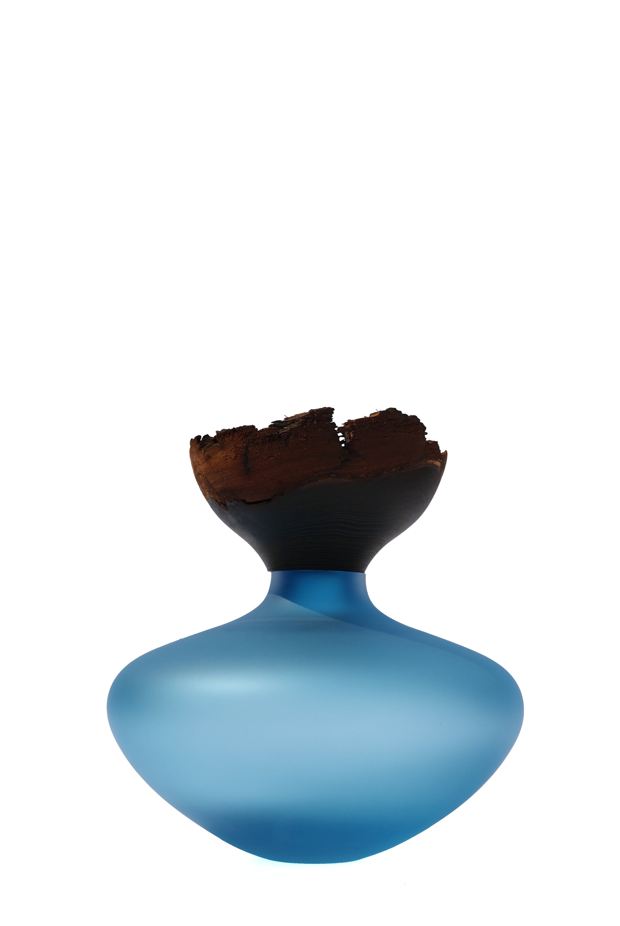Bloom Satin |  Stacking Vessel in Glass & Smoked Wood