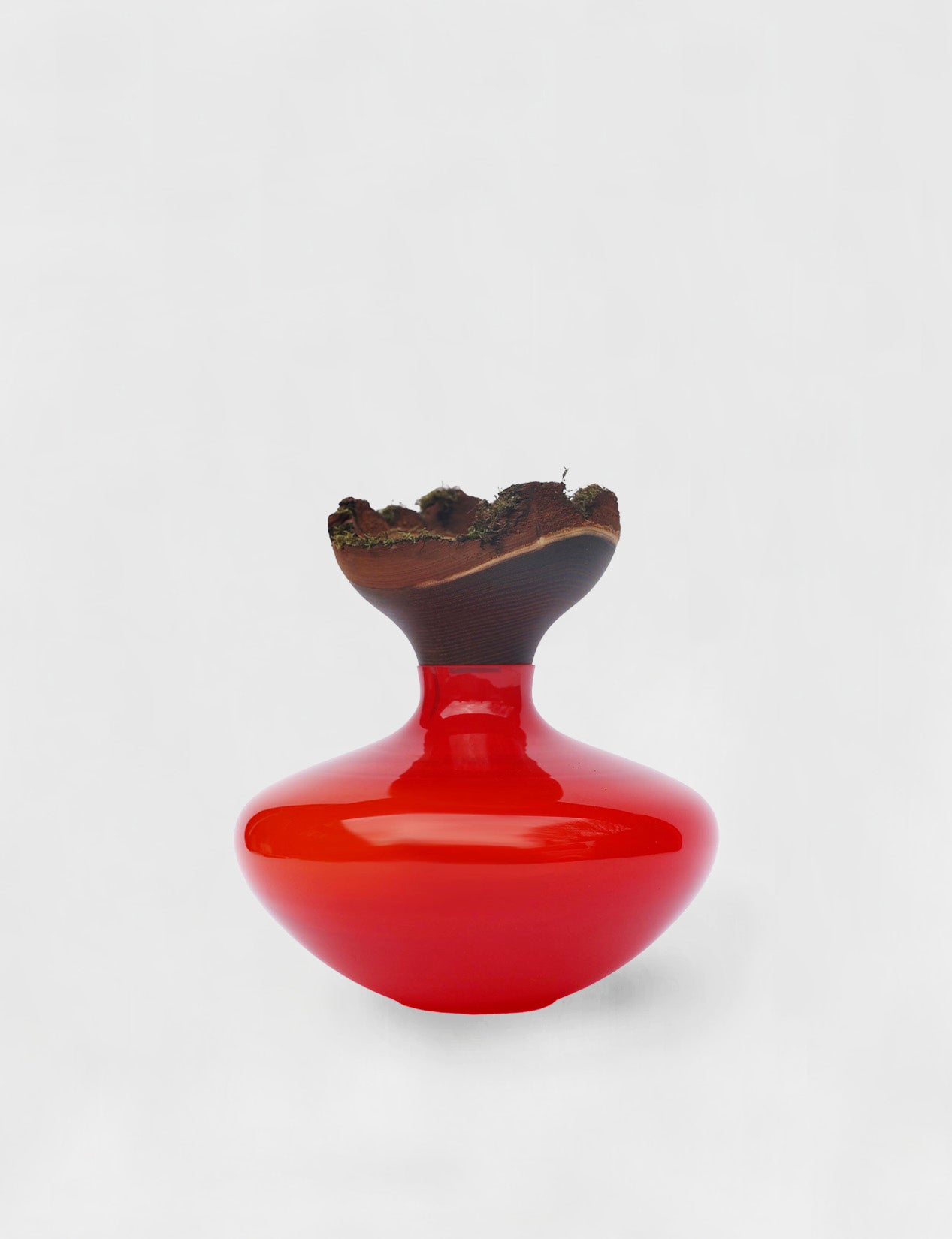 Bloom | Stacking Vessel in Glass & Smoked Wood