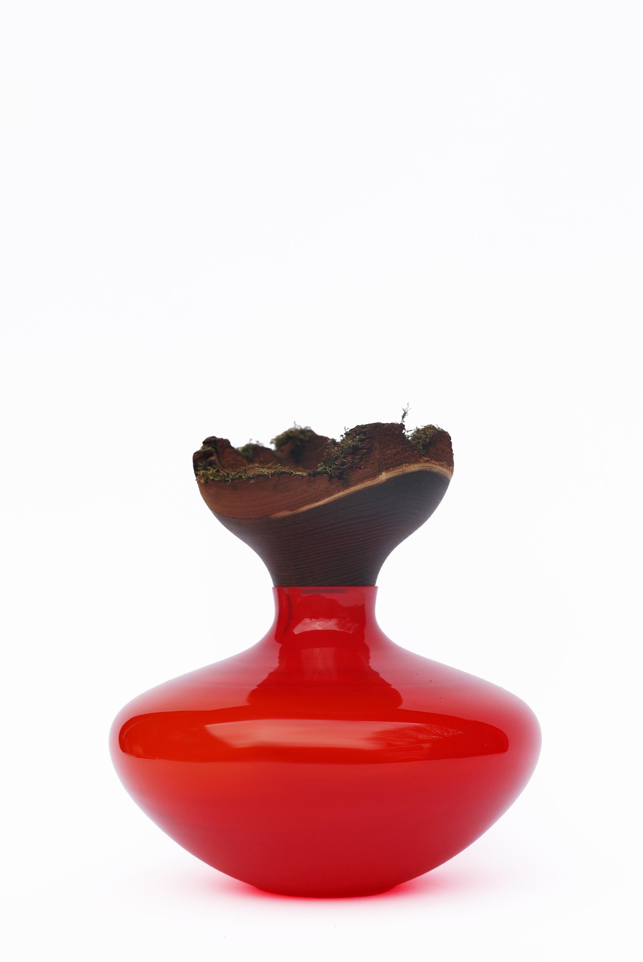 Bloom | Stacking Vessel in Glass & Smoked Wood