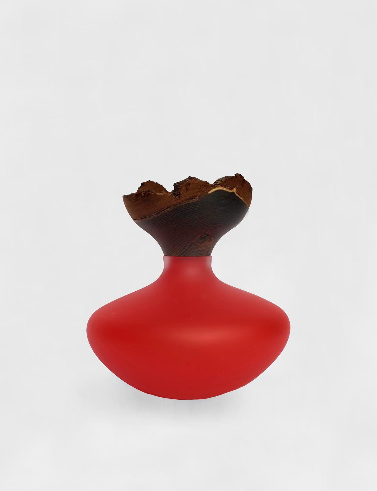 BLOOM SATIN |  Stacking Vessel in Glass & Smoked Wood