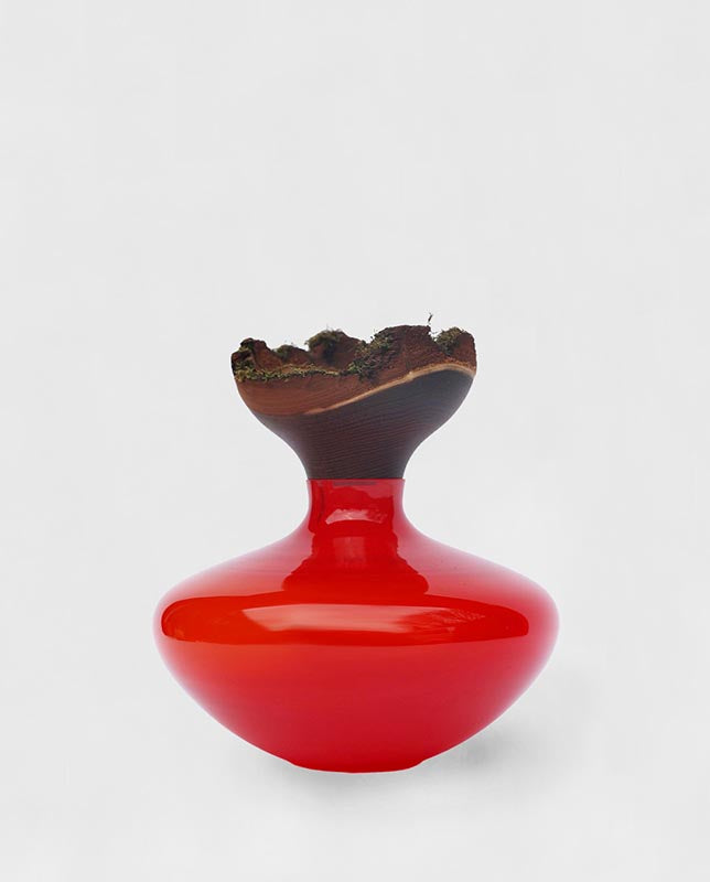 Bloom | Stacking Vessel in Glass & Smoked Wood