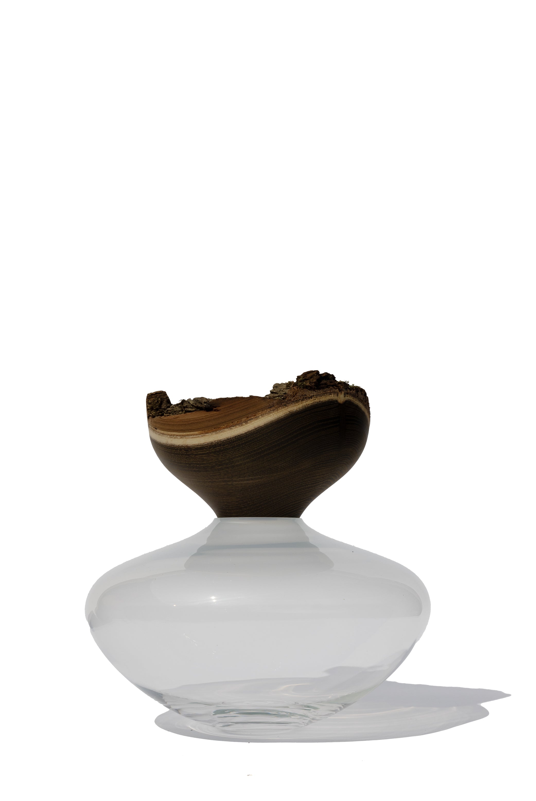 Bloom | Stacking Vessel in Glass & Smoked Wood