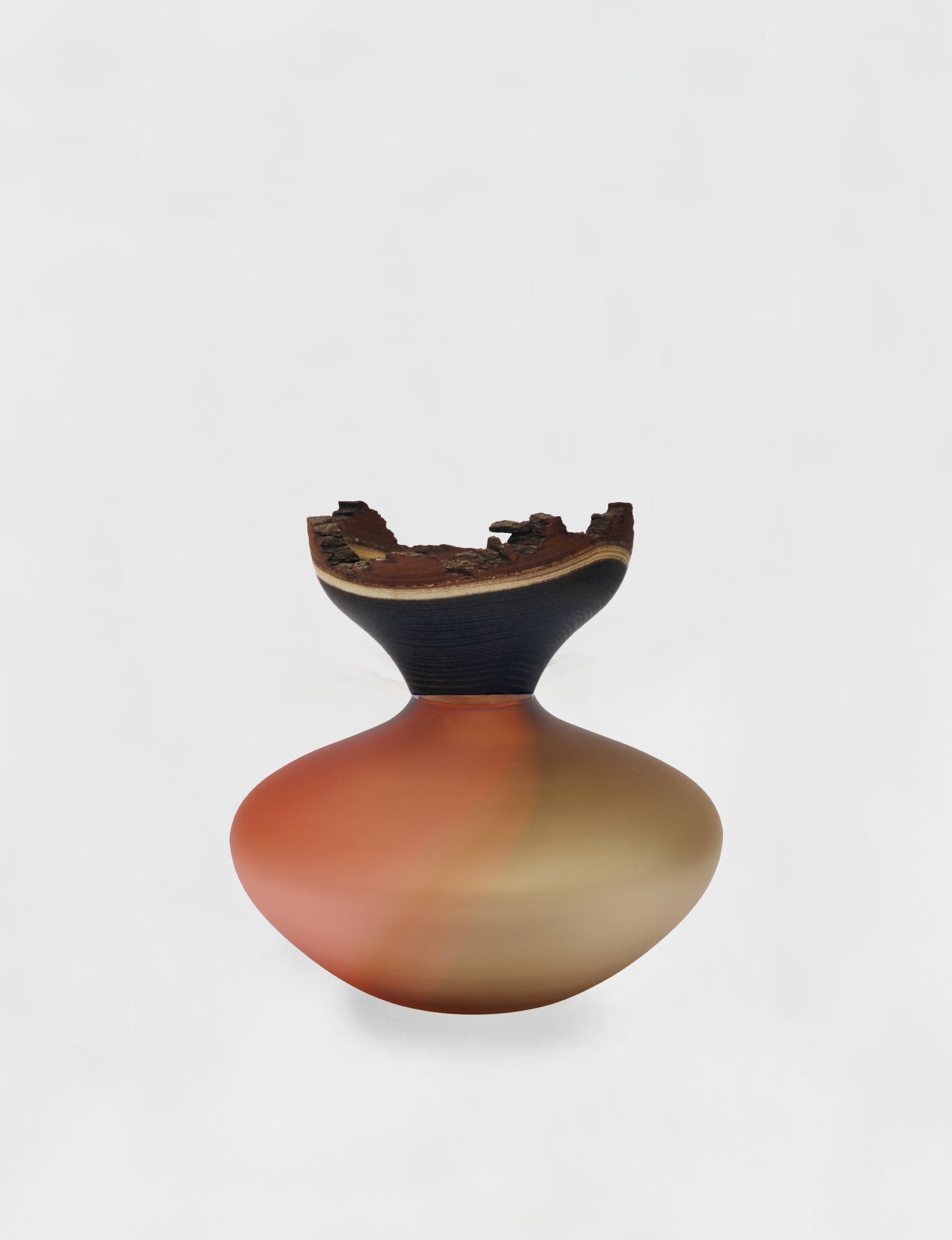 Bloom | Stacking Vessel in Glass & Smoked Wood
