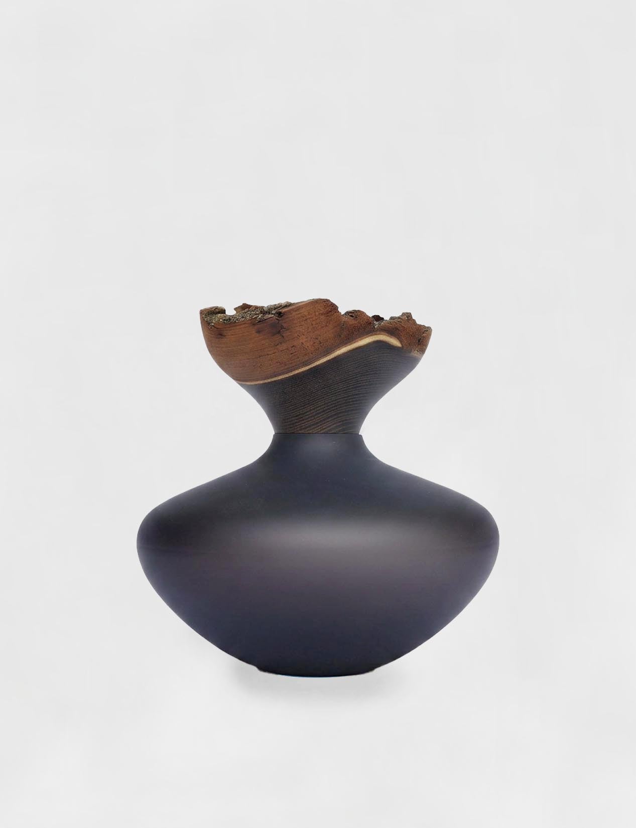 BLOOM SATIN |  Stacking Vessel in Glass & Smoked Wood