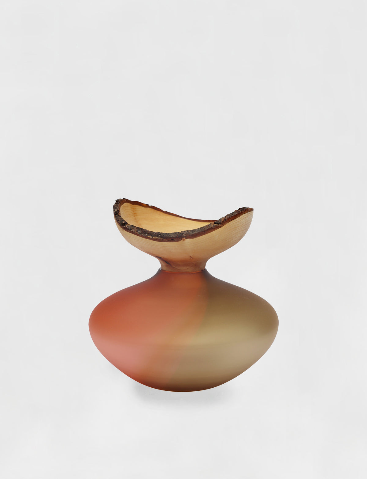 BLOOM | Stacking Vessel in Glass & Smoked Wood