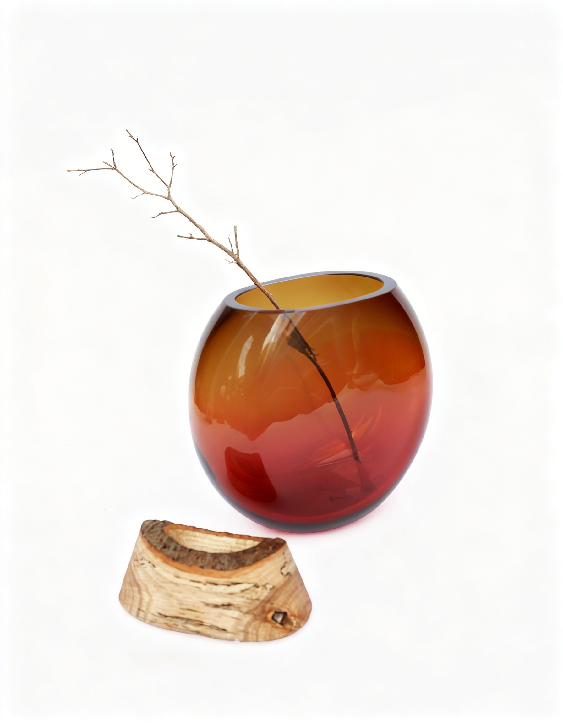BLUSH  | Oval Stacking Vessels in glass & wood