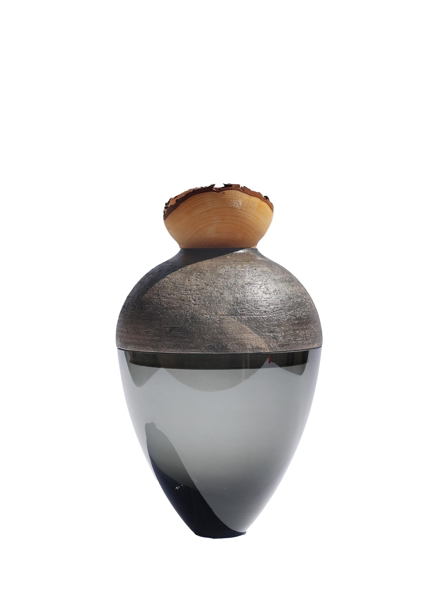 Butterfly | Stacking Vessel in Glass , Raku Ceramic & Wood