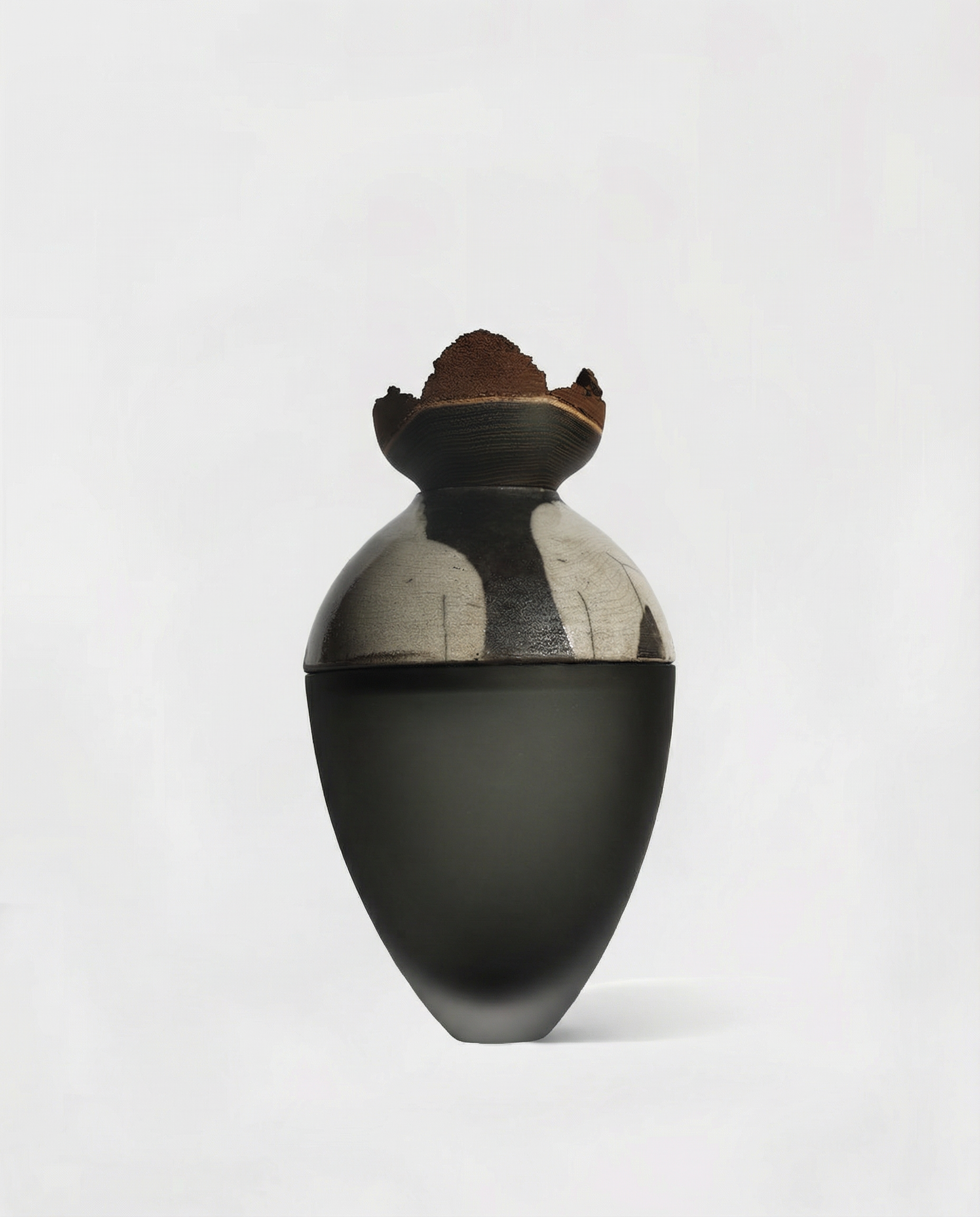 Butterfly | Stacking Vessel in Glass , Raku Ceramic & Wood