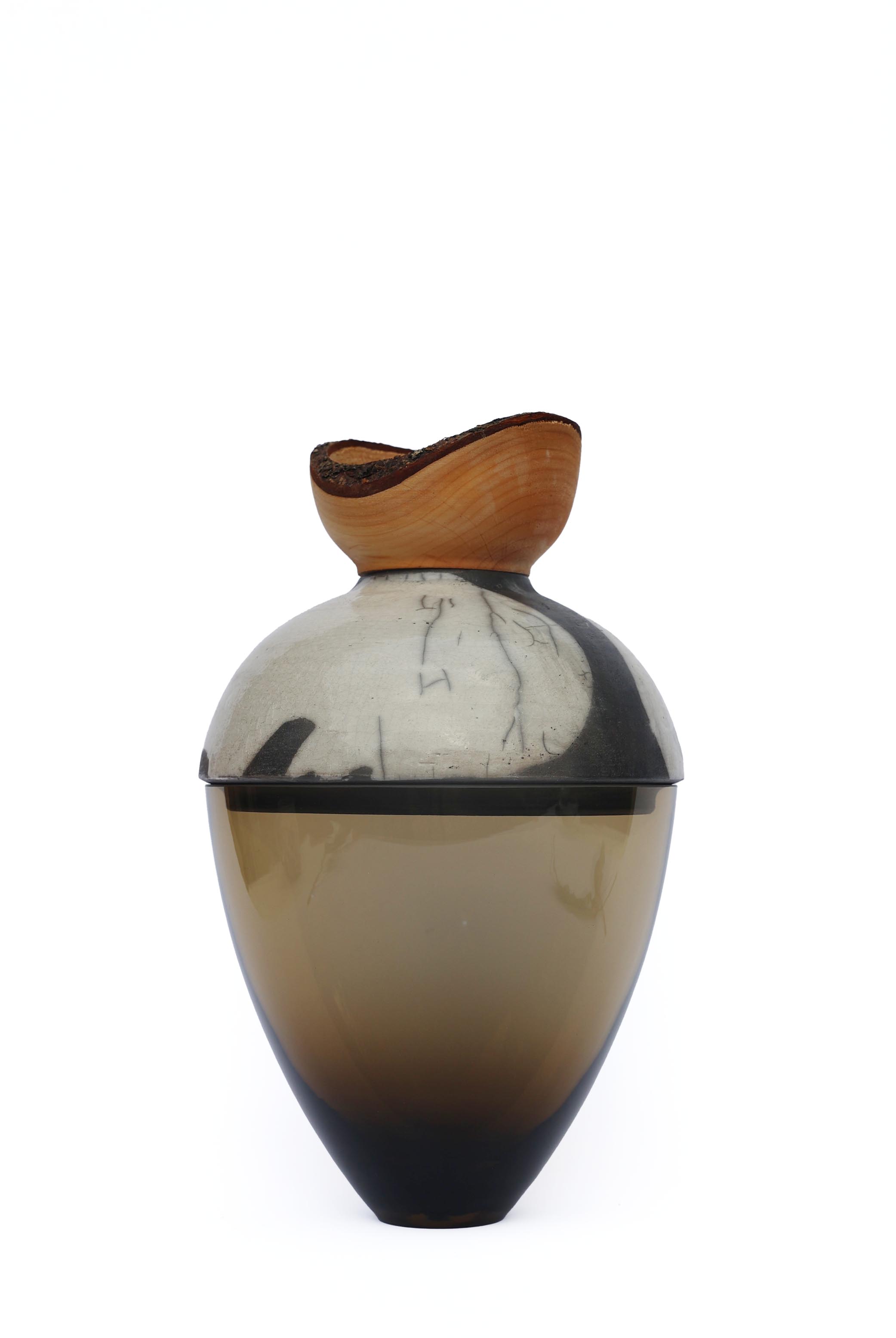 Butterfly | Stacking Vessel in Glass , Raku Ceramic & Wood