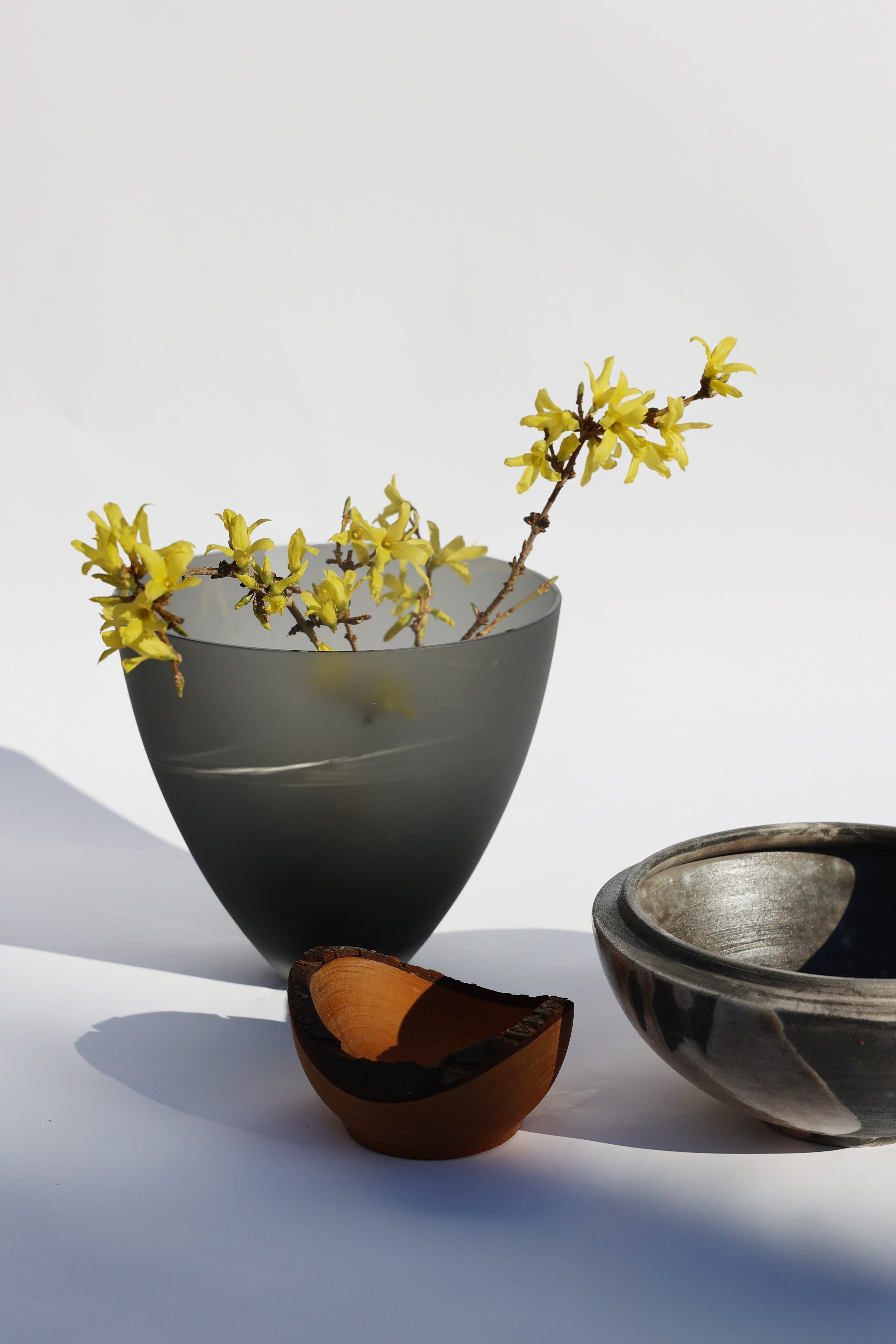 Butterfly | Stacking Vessel in Glass , Raku Ceramic & Wood