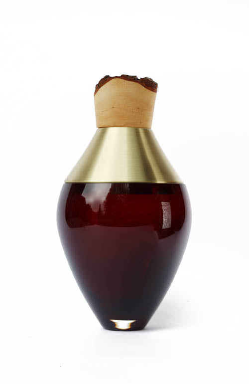 India Small I | Stacking Vessel in Brass, Glass & Wood