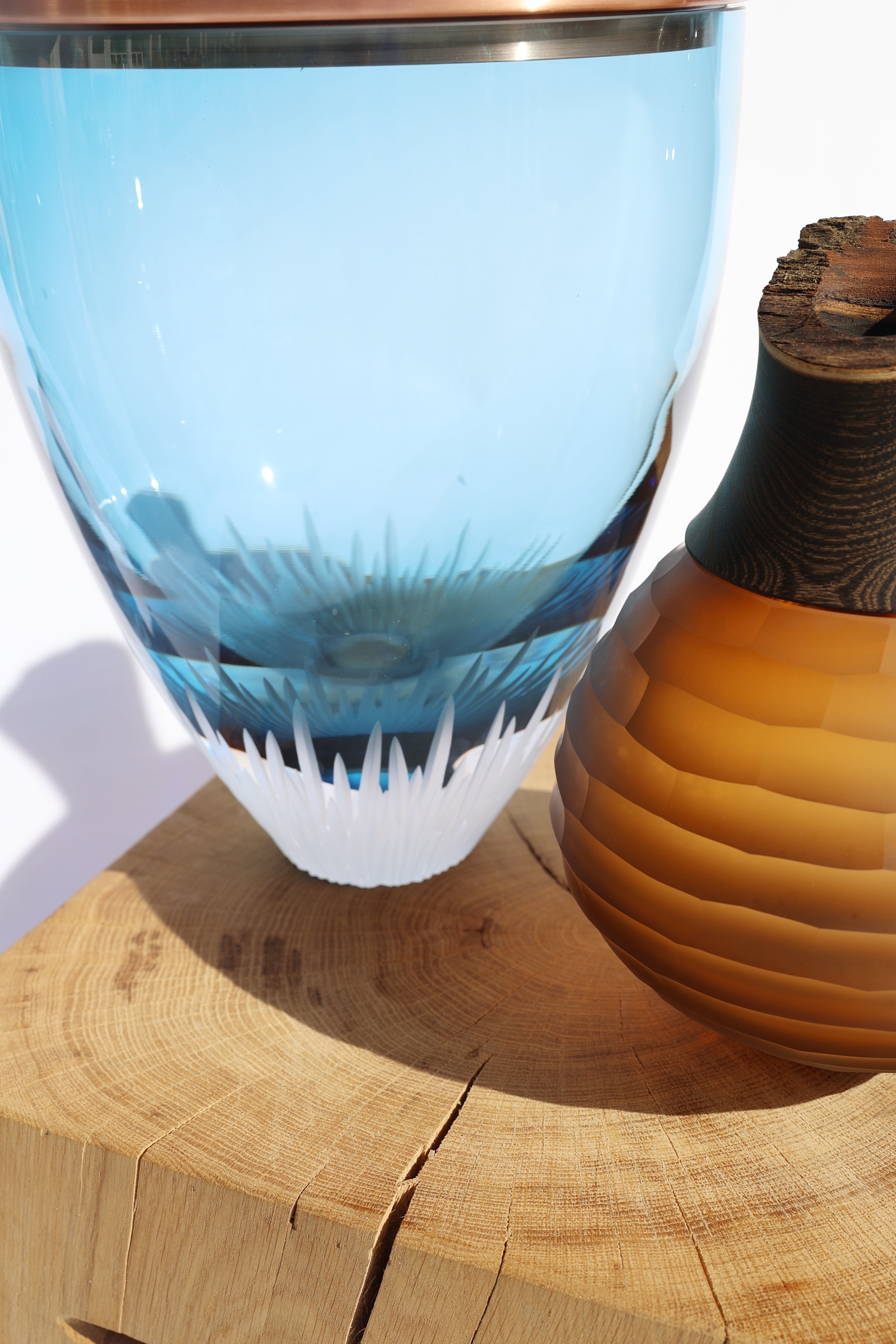 Nani | Sculpted Stacking Vessel in Semi-Precious Metal, Glass & Wood