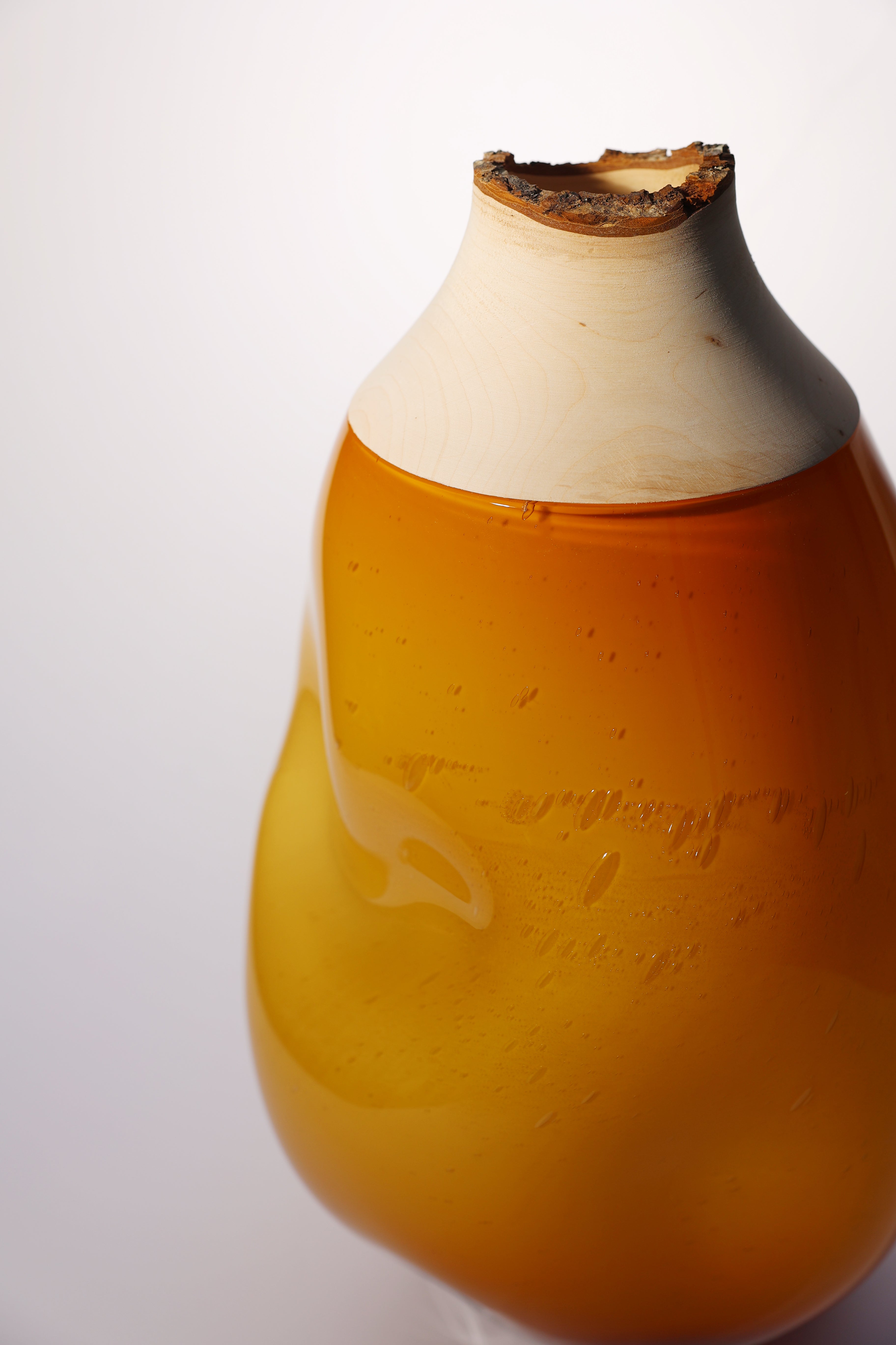 DRIFT| Stacking Vessel in hand formed glass & wood