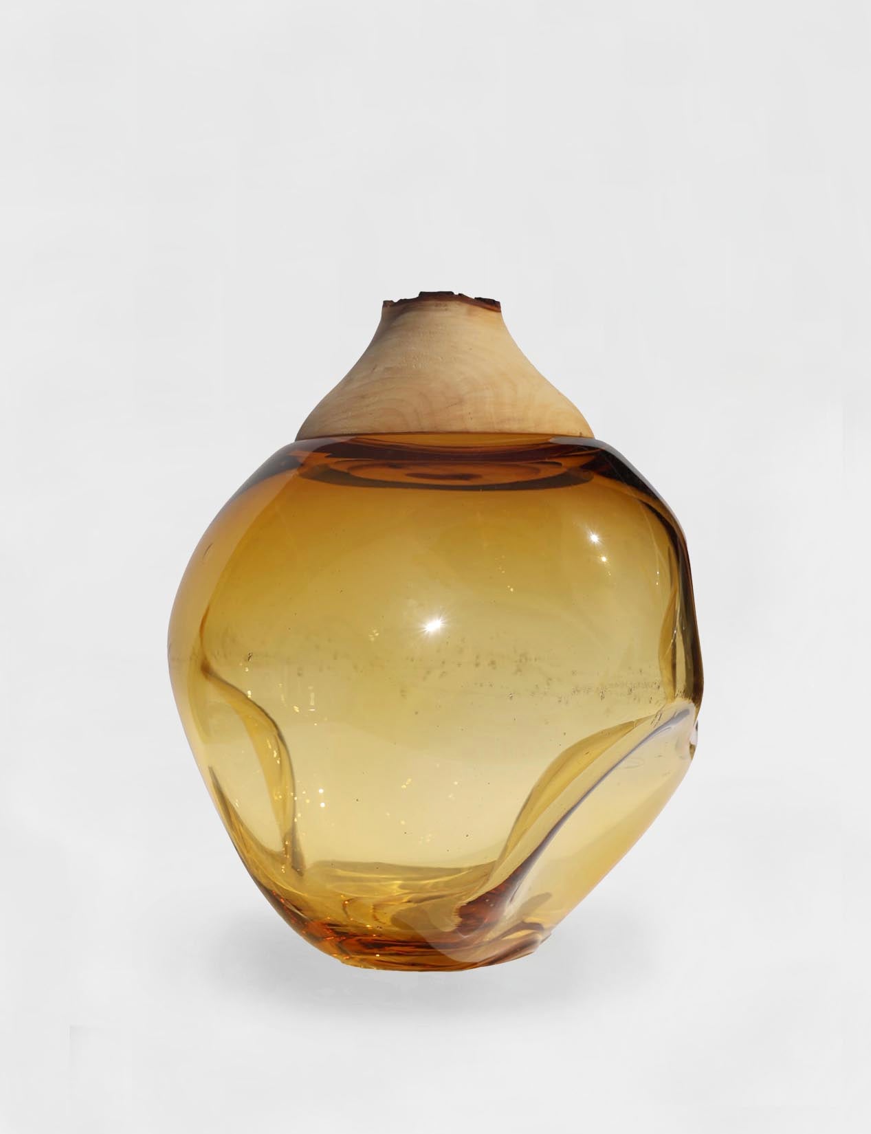 DRIFT| Stacking Vessel in hand formed glass & wood