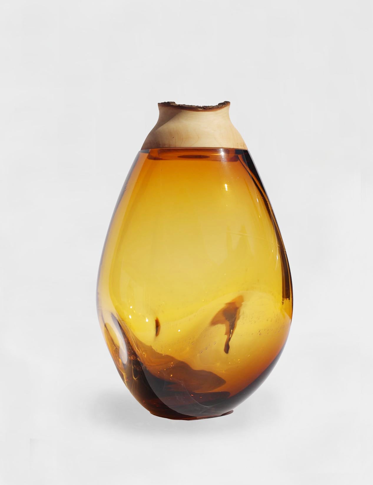 Drift | Stacking Vessel in hand formed glass & wood