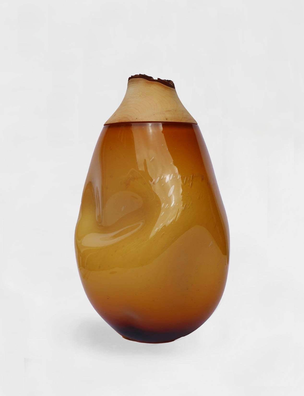 DRIFT| Stacking Vessel in hand formed glass & wood Utopia & Utility