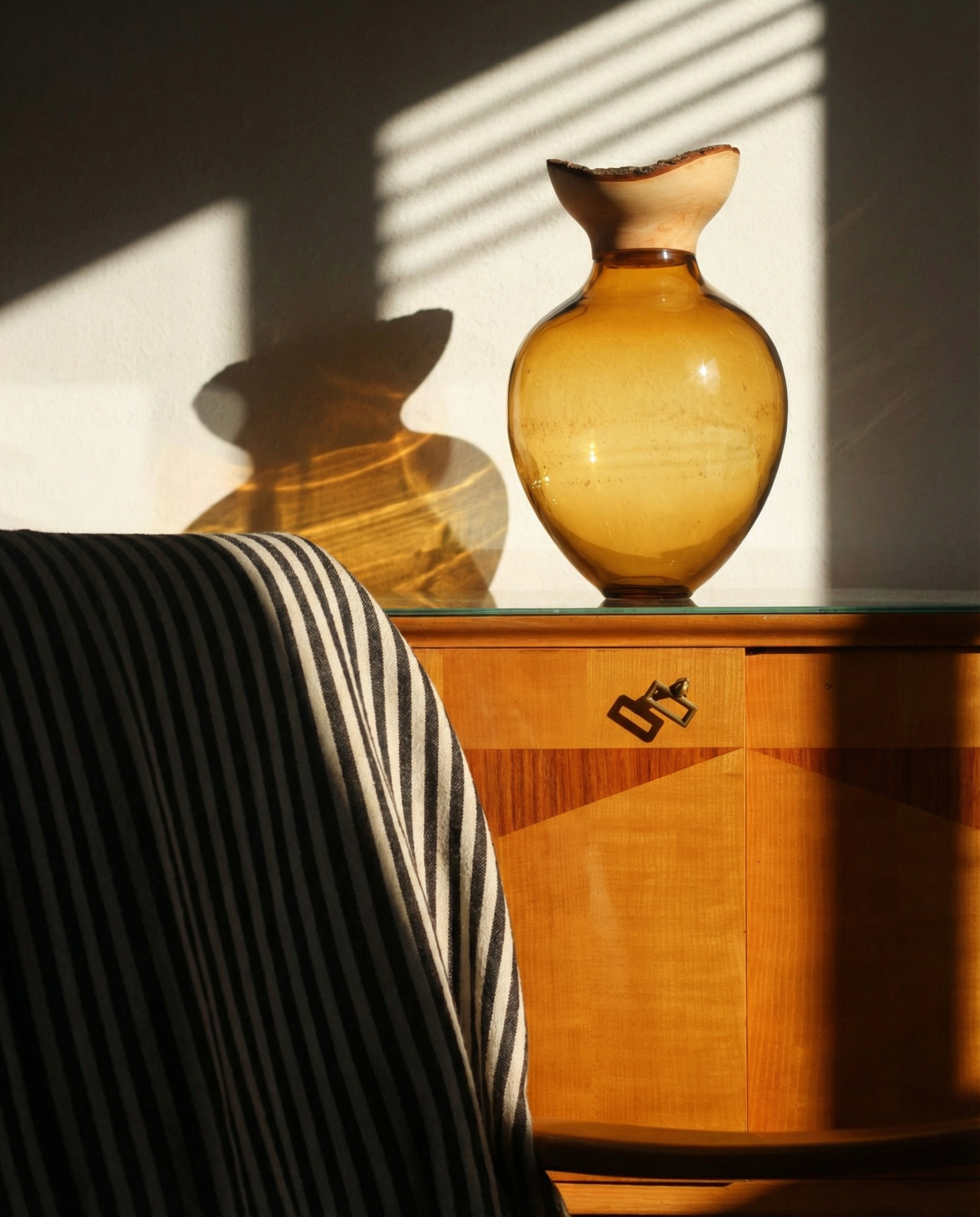 PEBBLE | Stacking Vessel in hand formed glass & wood