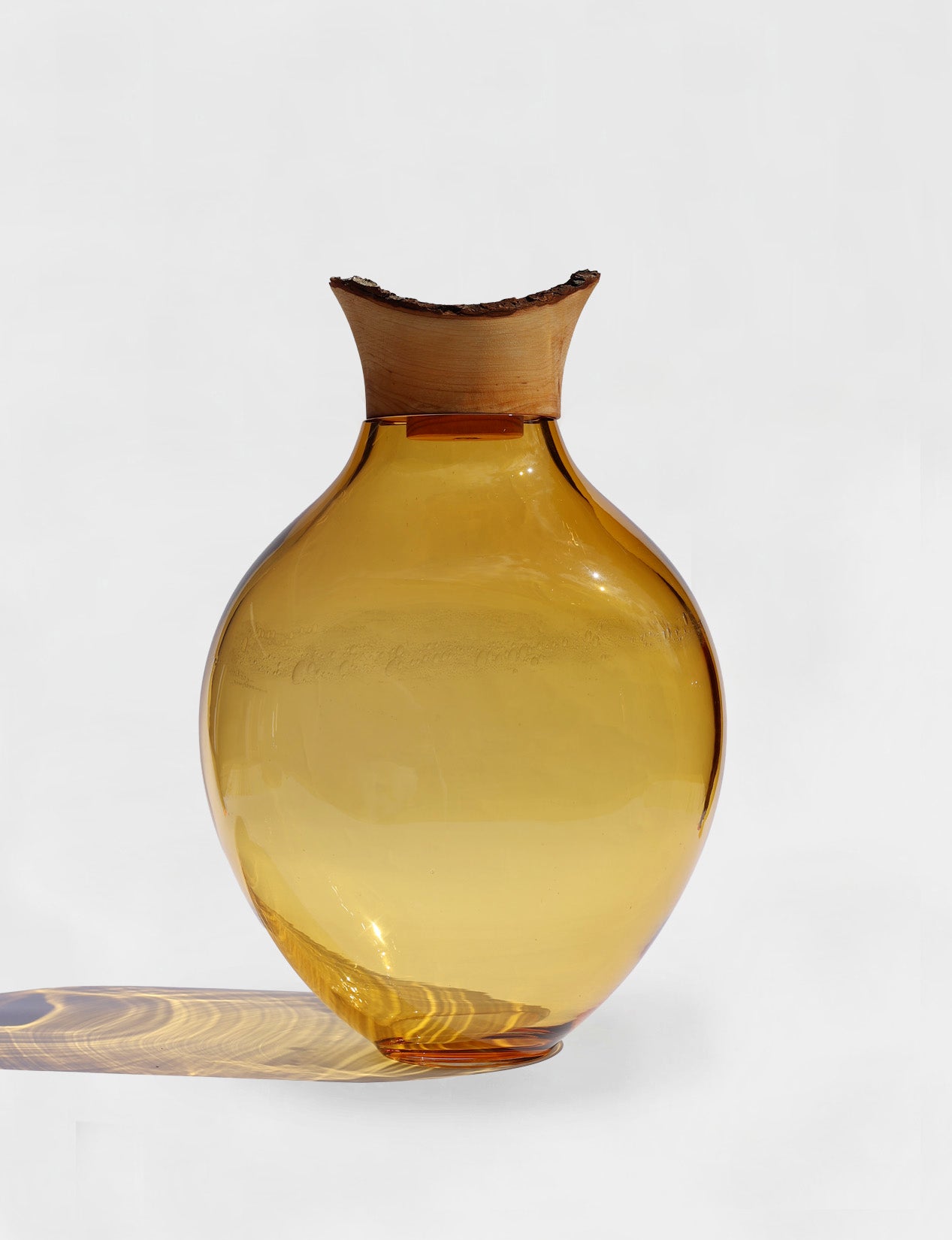 PEBBLE | Stacking Vessel in hand formed glass & wood