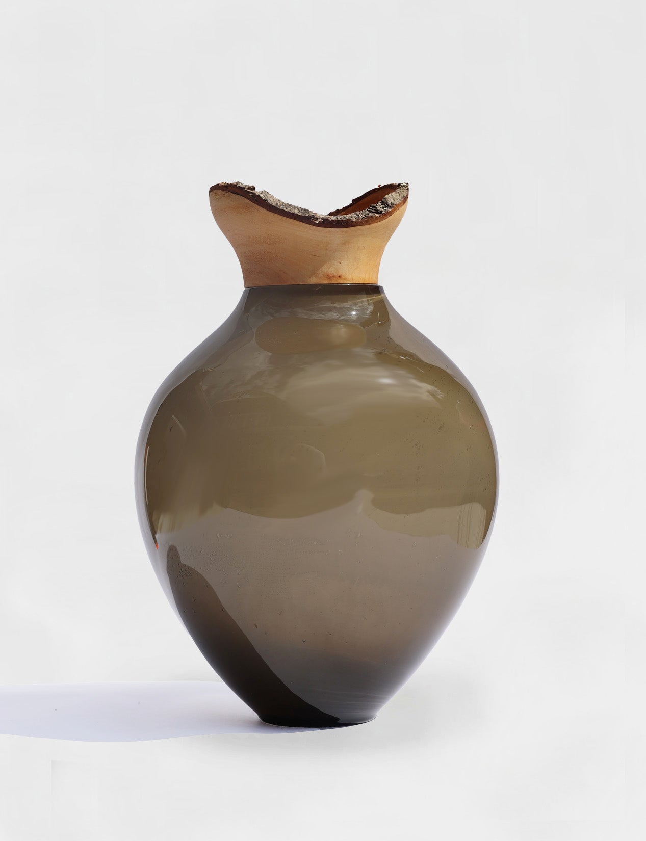Drift | Stacking Vessel in hand formed glass & wood