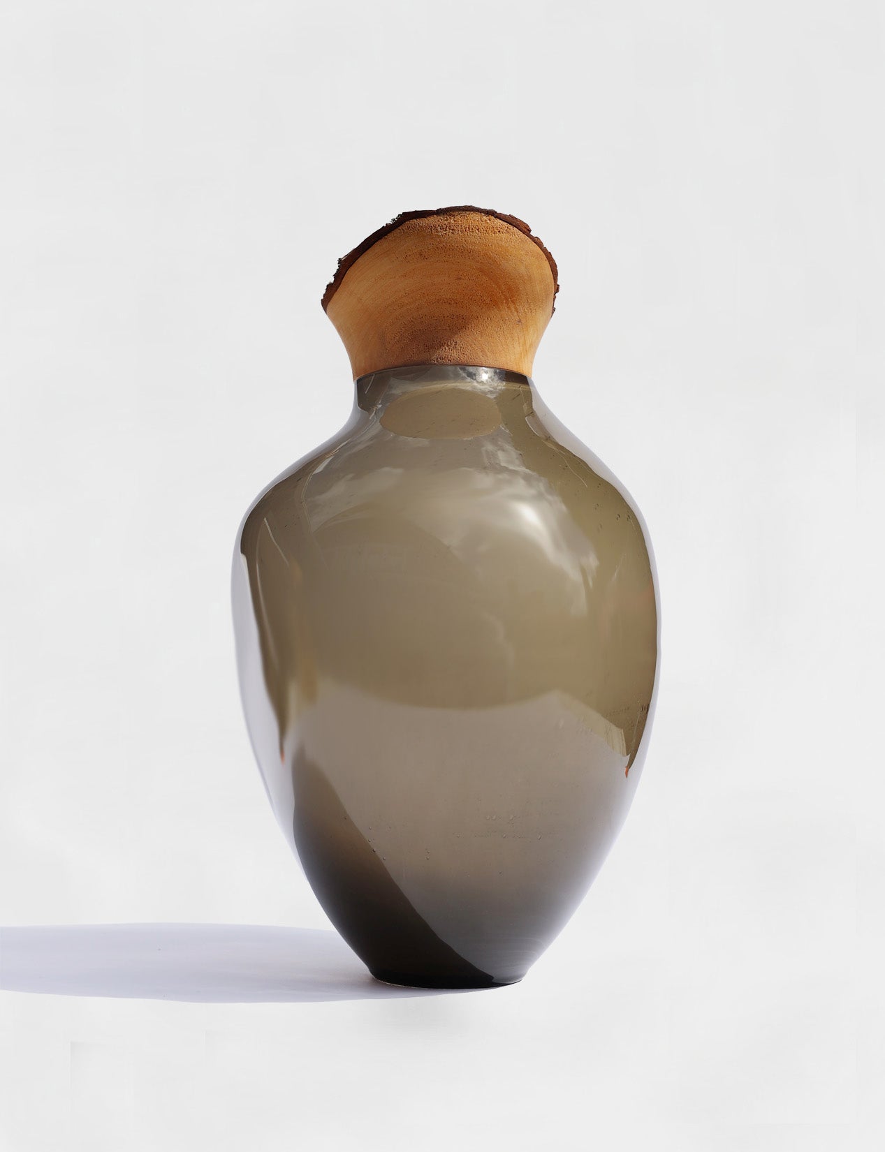 Drift | Stacking Vessel in hand formed glass & wood