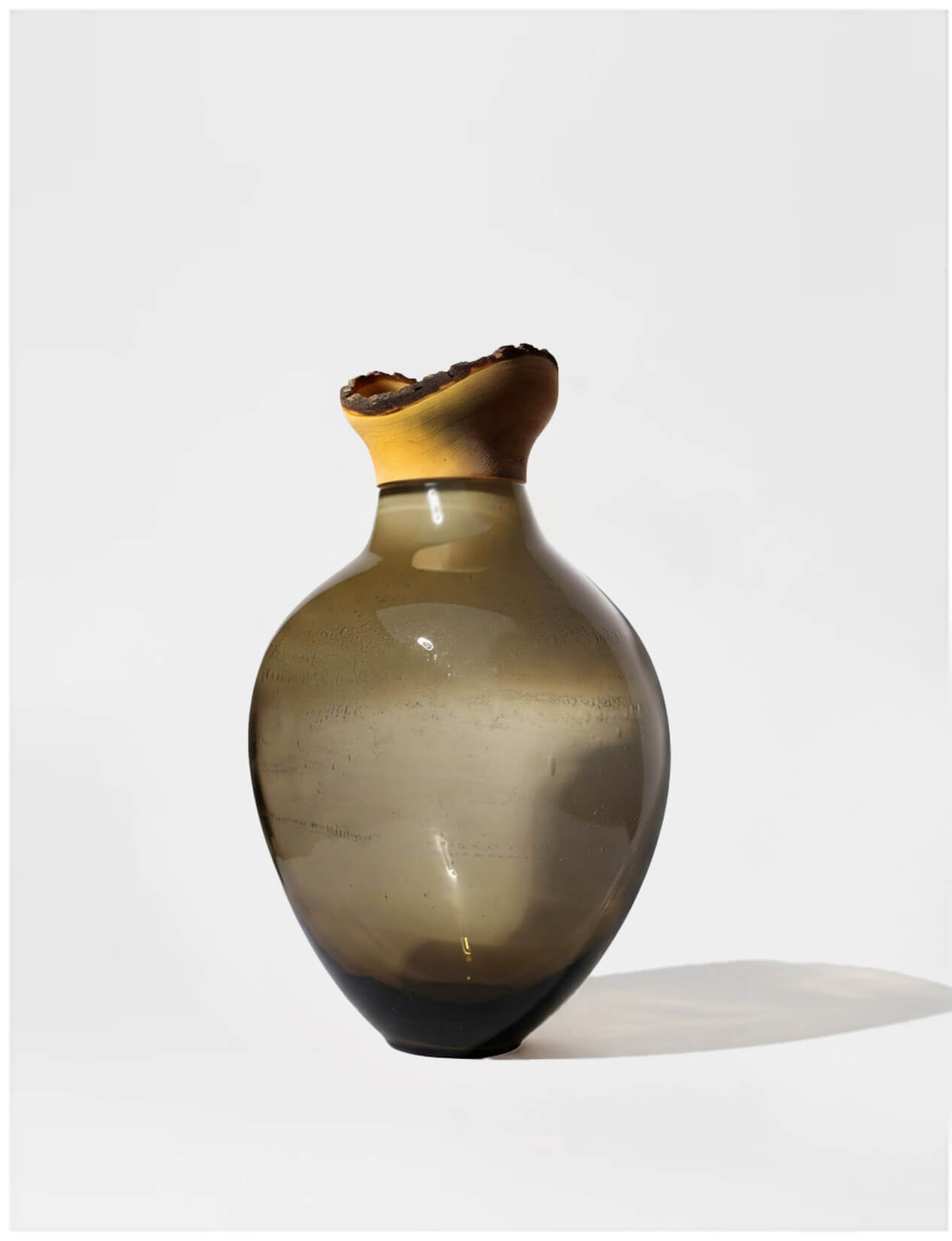 Drift | Stacking Vessel in hand formed glass & wood