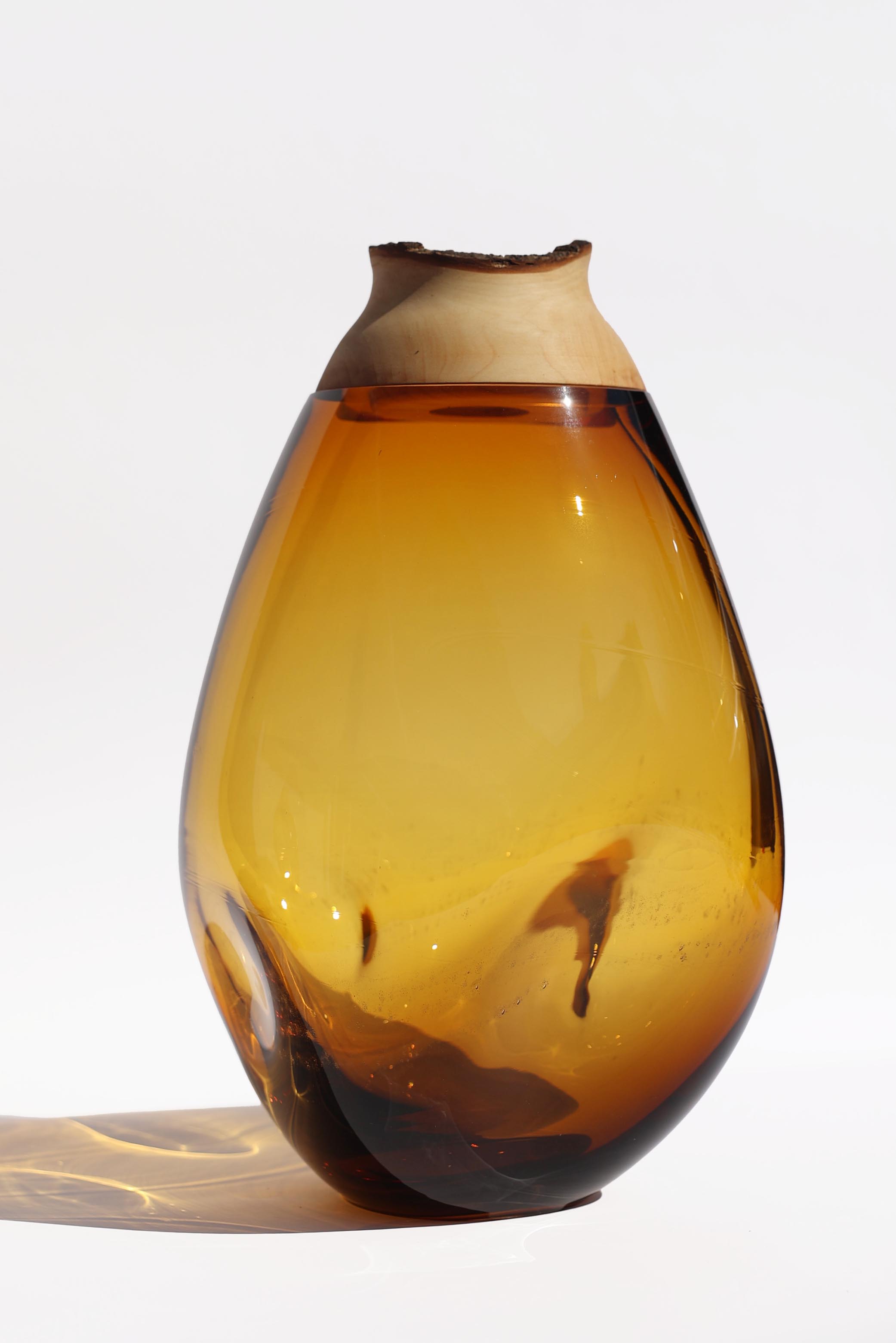 Drift | Stacking Vessel in hand formed glass & wood