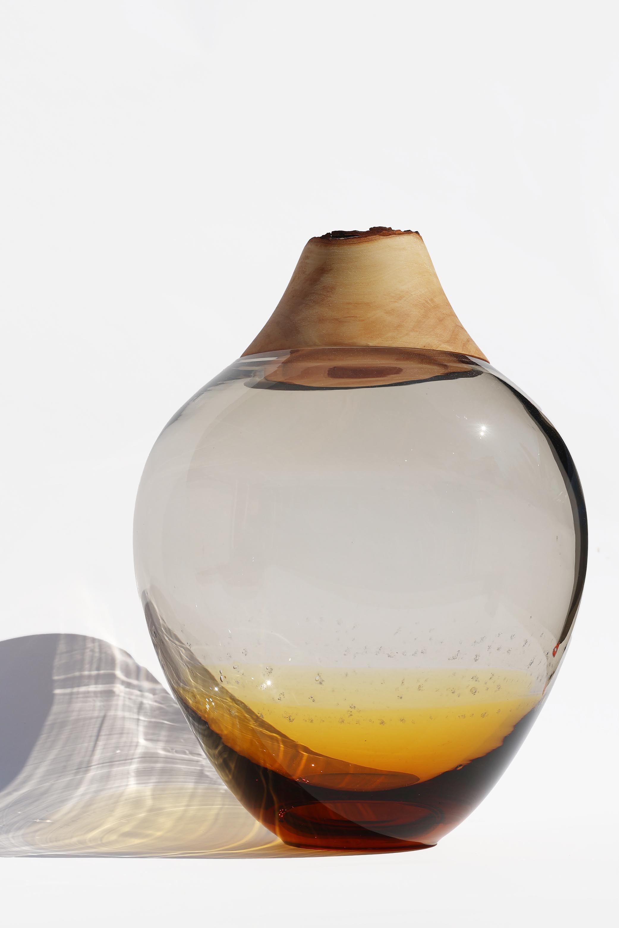 Drift | Stacking Vessel in hand formed glass & wood