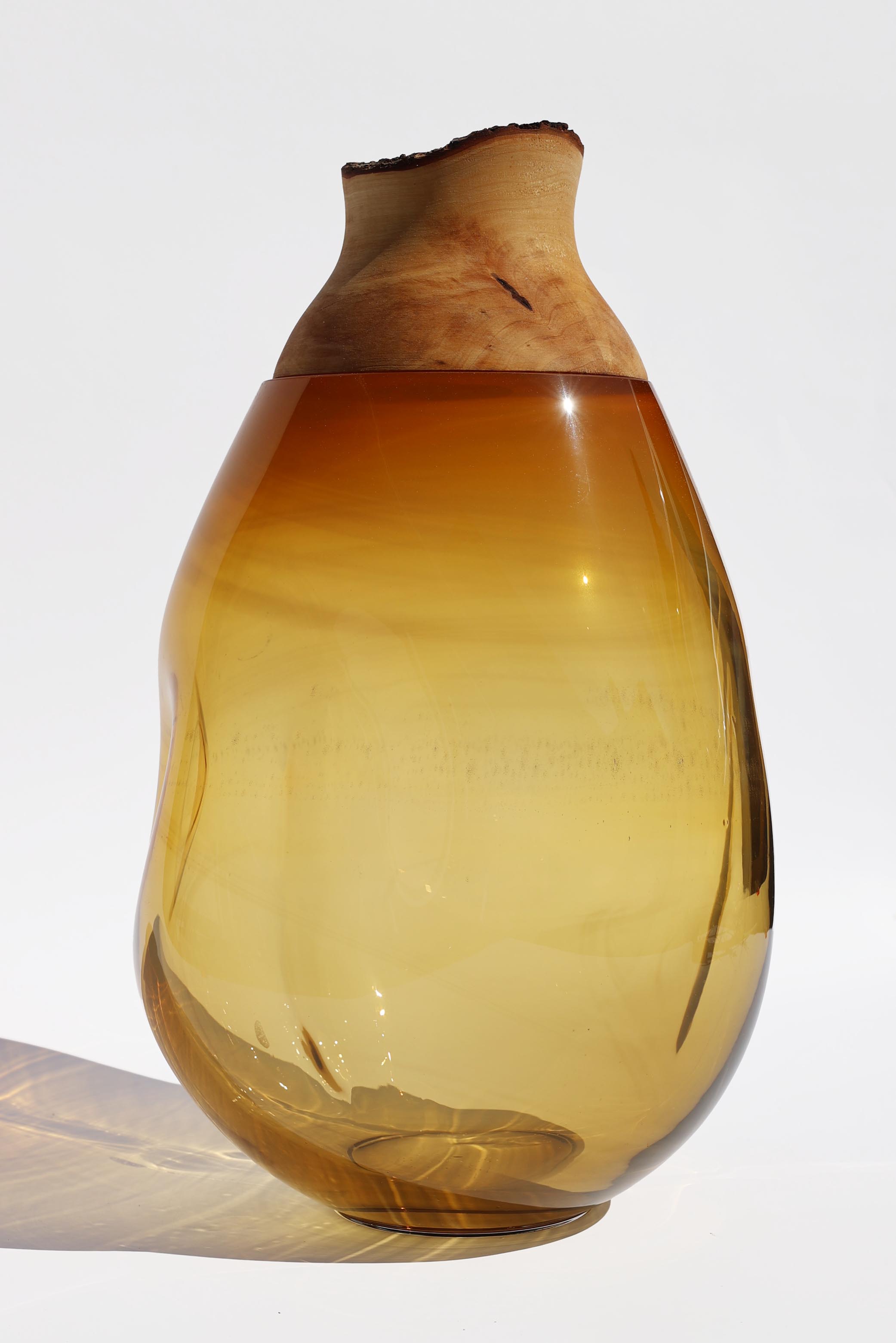 Drift | Stacking Vessel in hand formed glass & wood