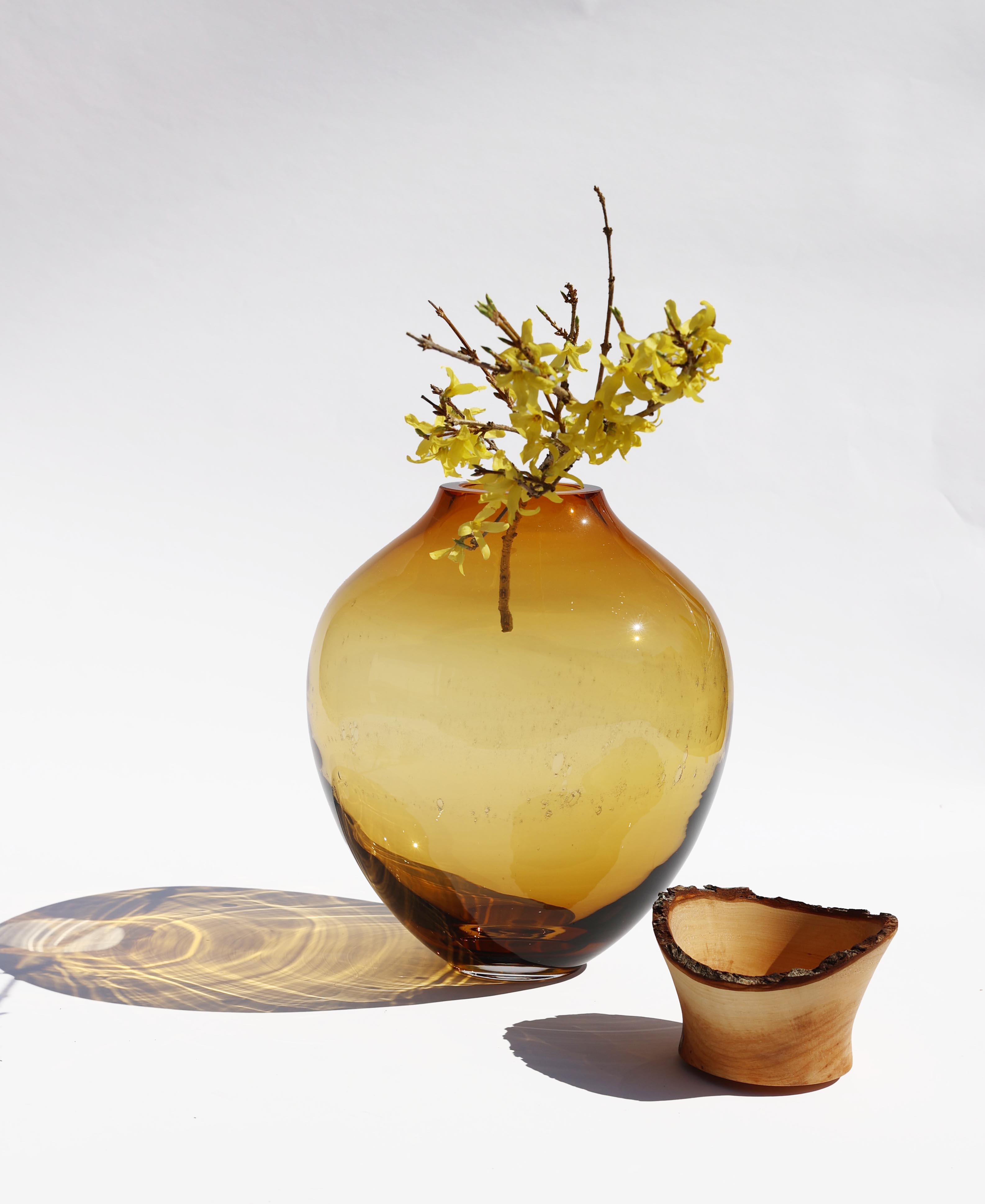 Drift | Stacking Vessel in hand formed glass & wood