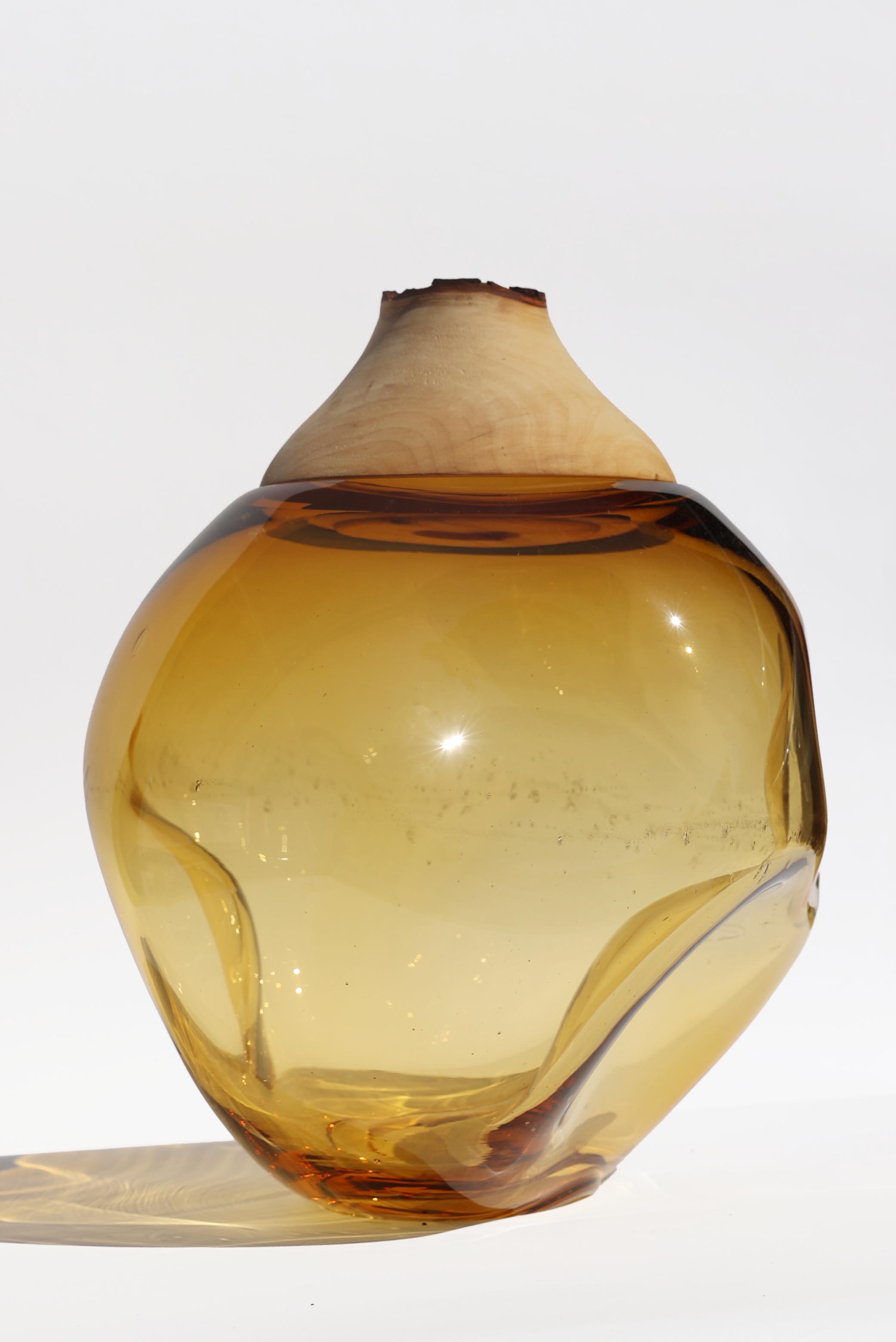 Drift | Stacking Vessel in hand formed glass & wood