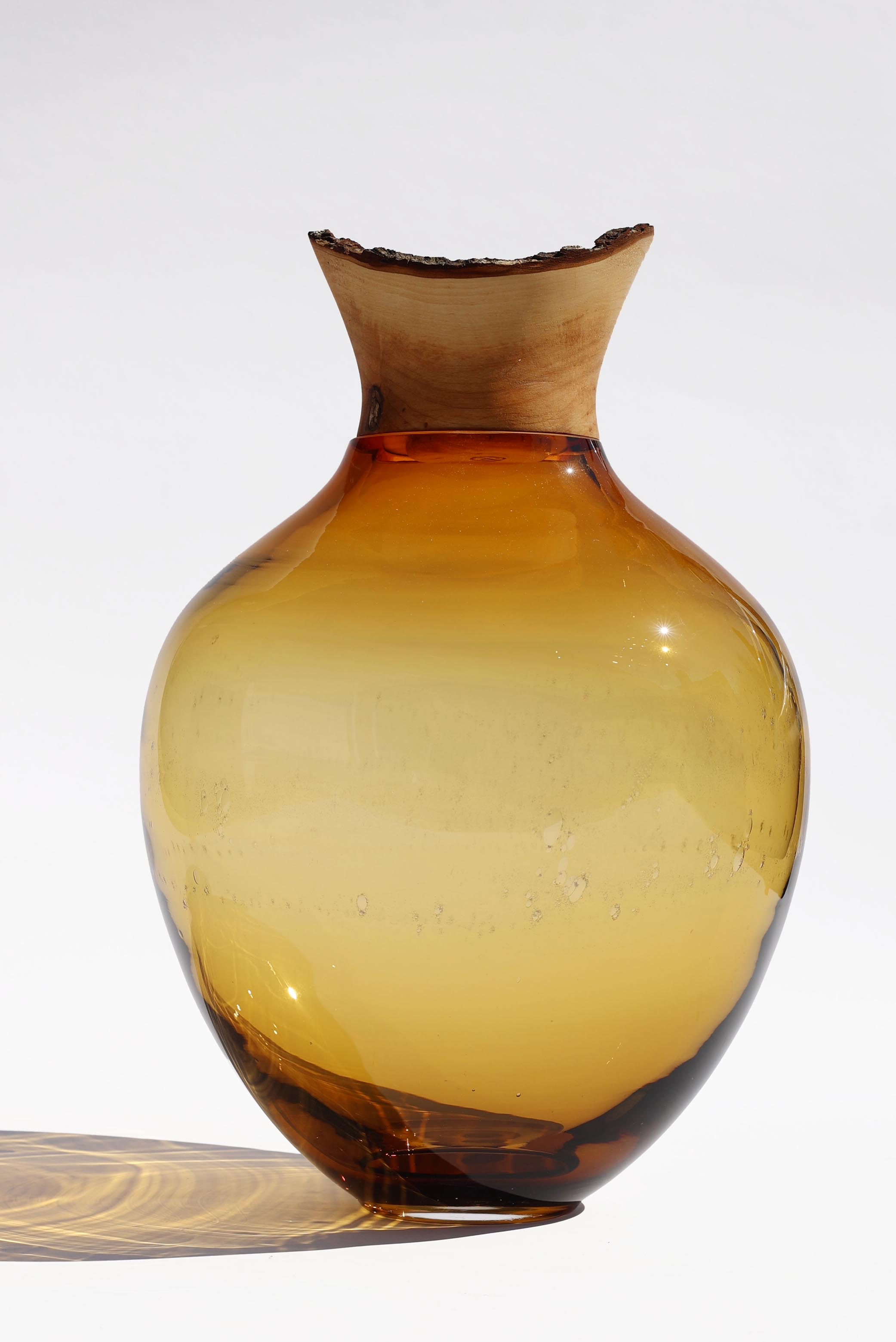 Drift | Stacking Vessel in hand formed glass & wood