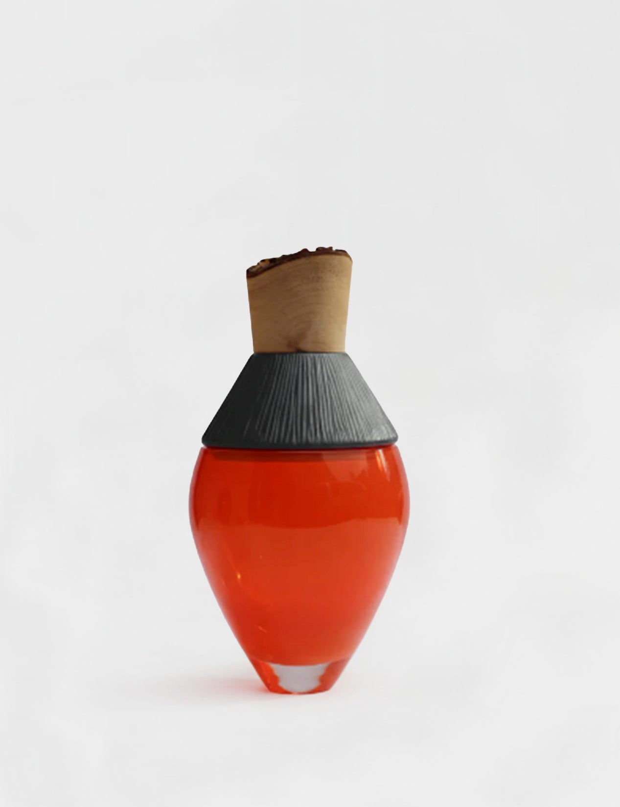 Eterna Stacking Vessel | Glass with carved ceramic & wood crown