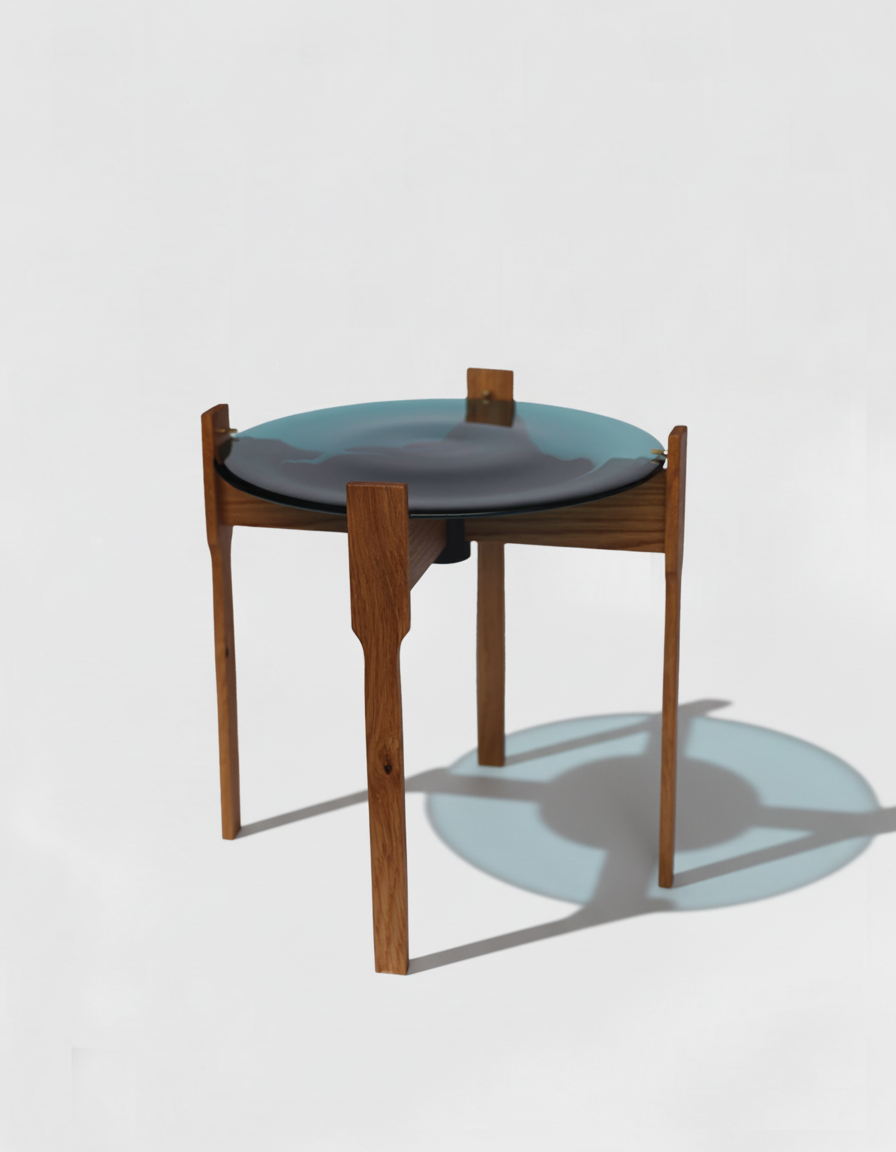 HALO TABLE | Crafted wood meets spun glass disc