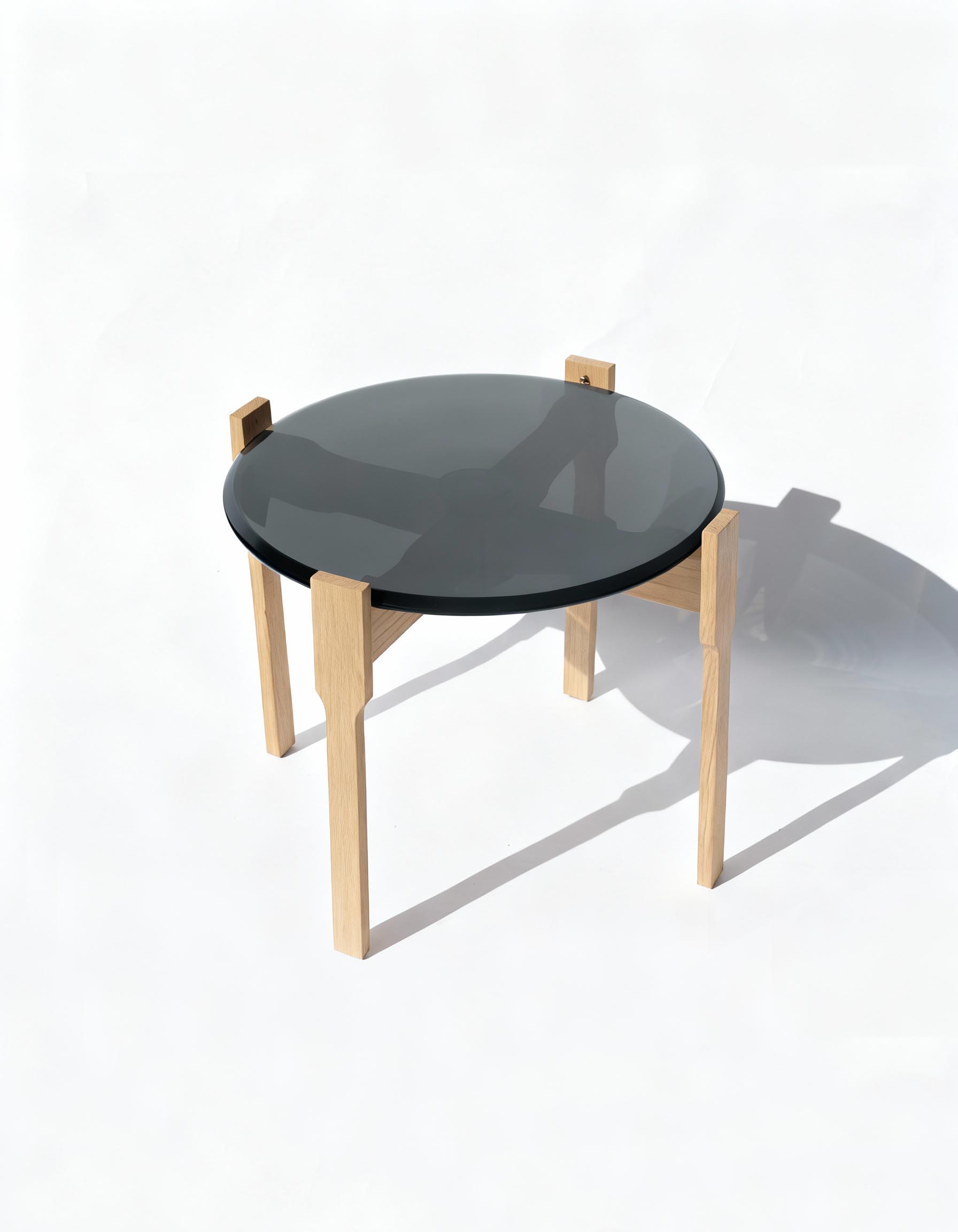 HALO TABLE | Crafted wood meets spun glass disc