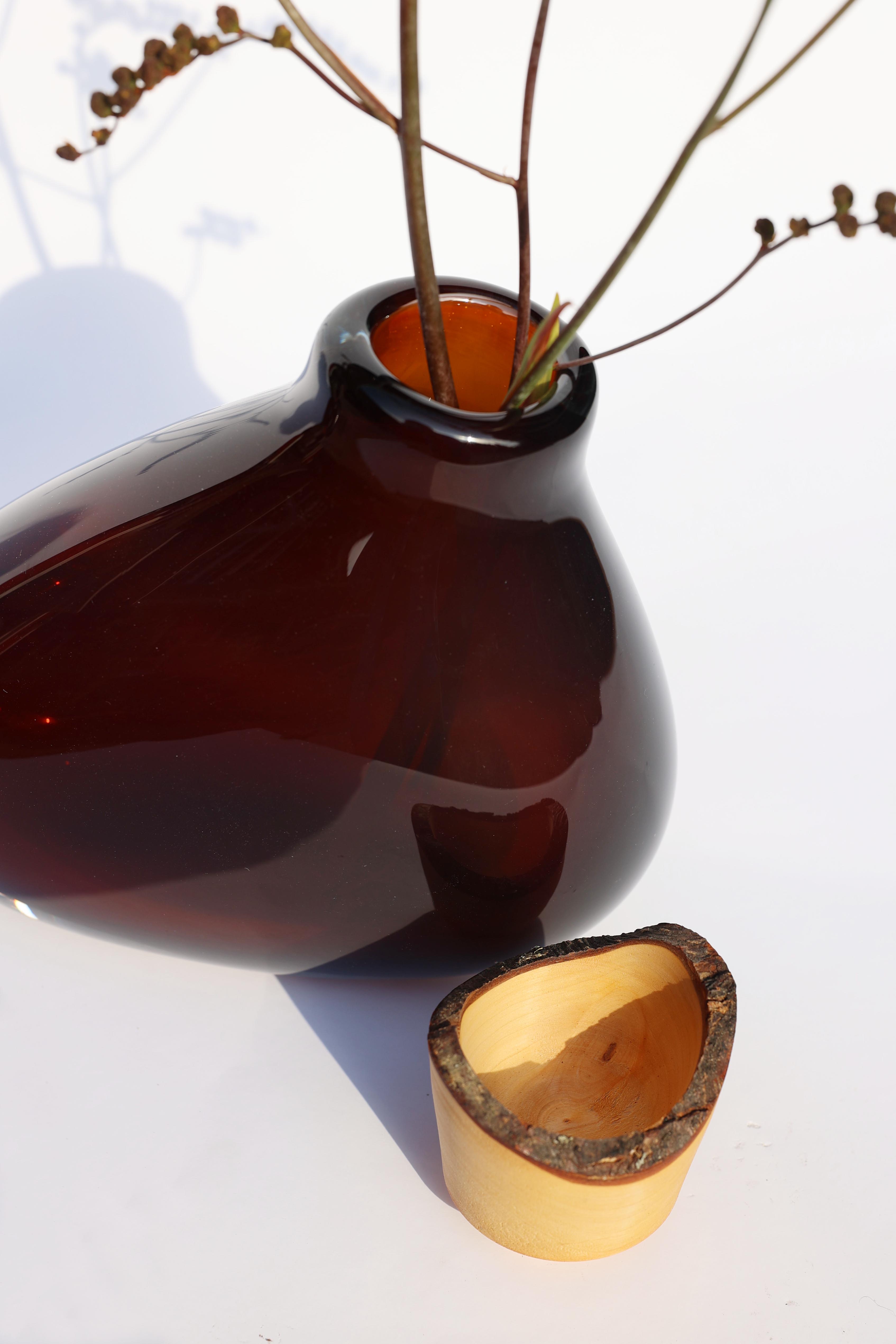 Ilona | Freehand shaped Stacking Vessel with glass & wood